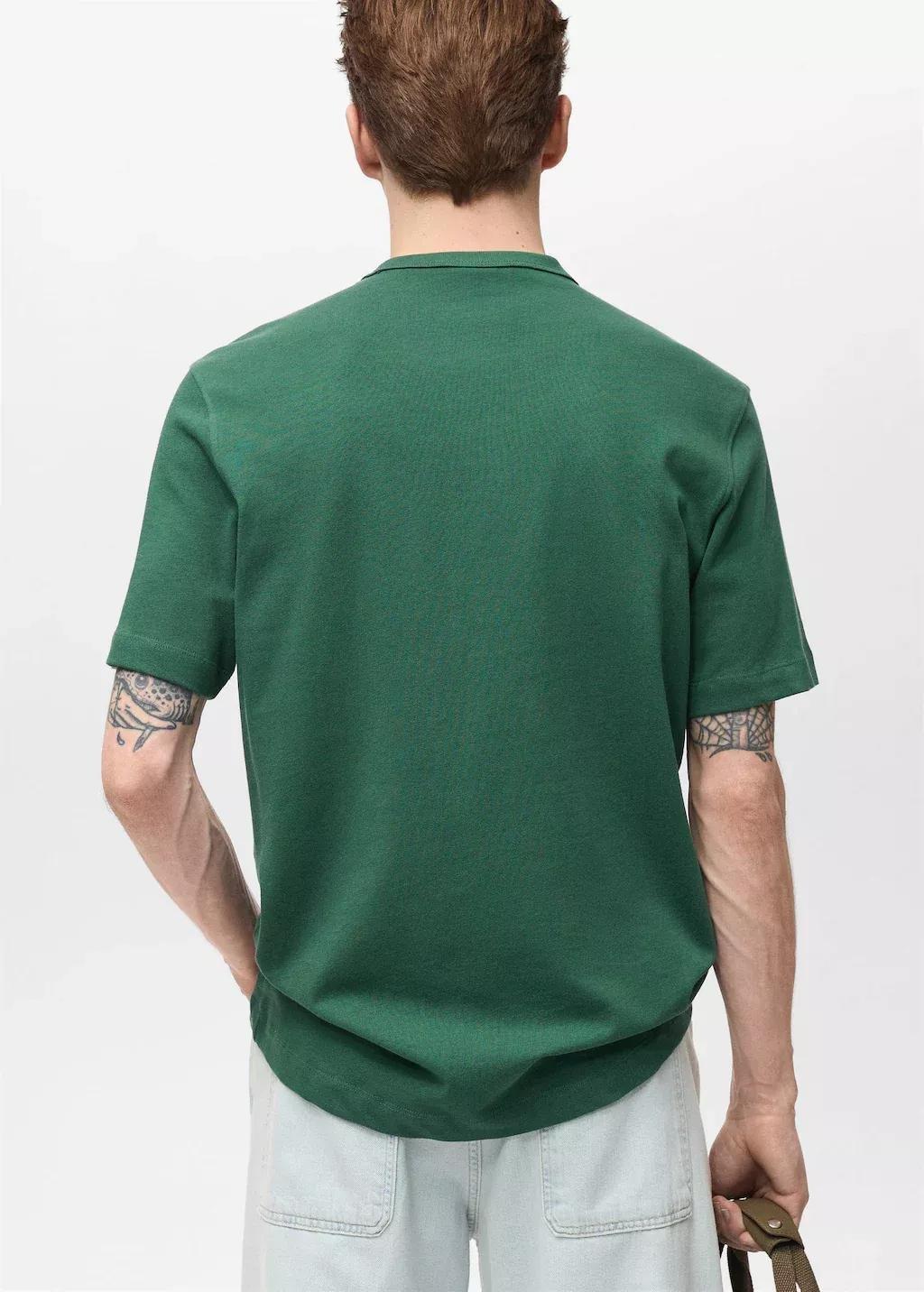 DARK GREEN 100% cotton embroidered t-shirt, , large image number 5