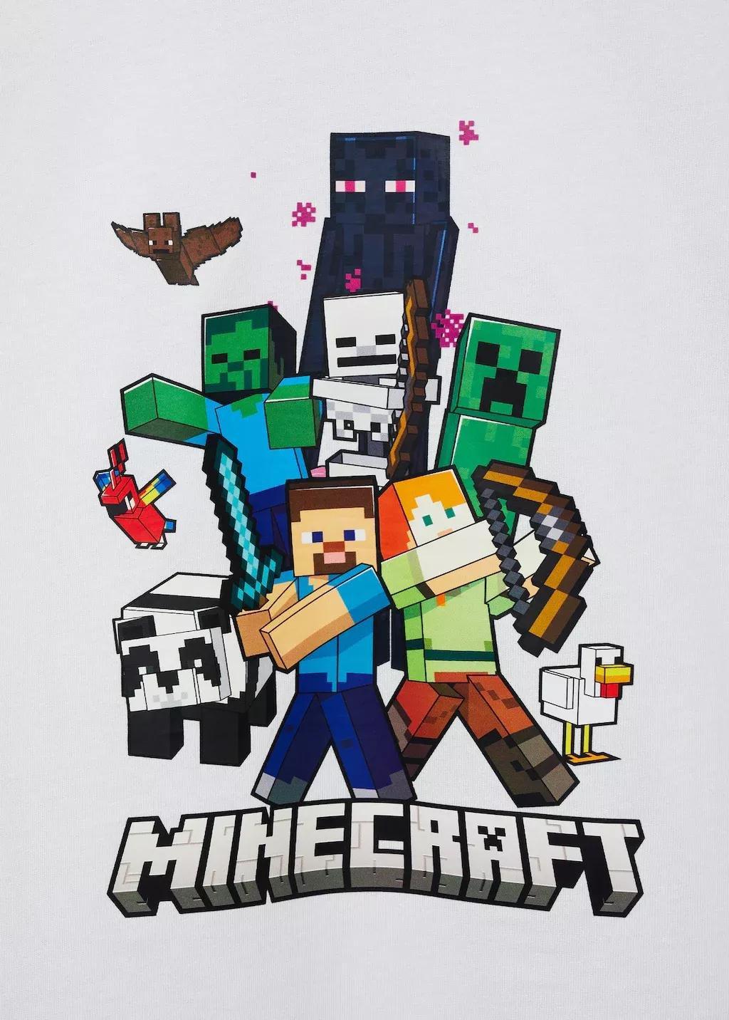 White Minecraft Cotton T-Shirt, Kids Boy, , large image number 2