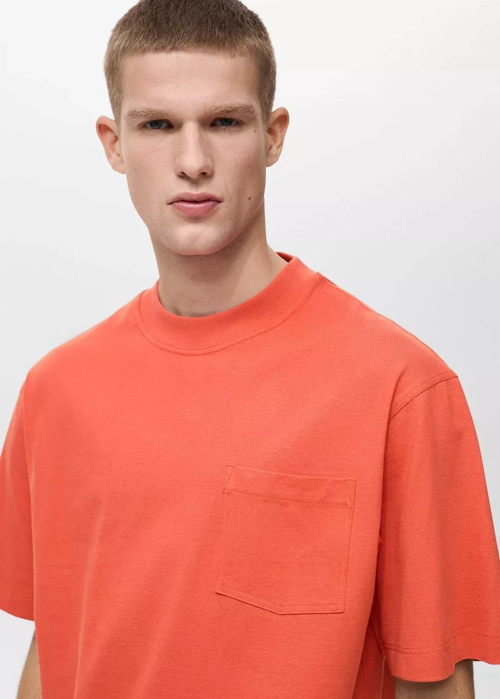 Orange T-Shirt 100% Cotton Boxy Fit Pocket, , large image number 1