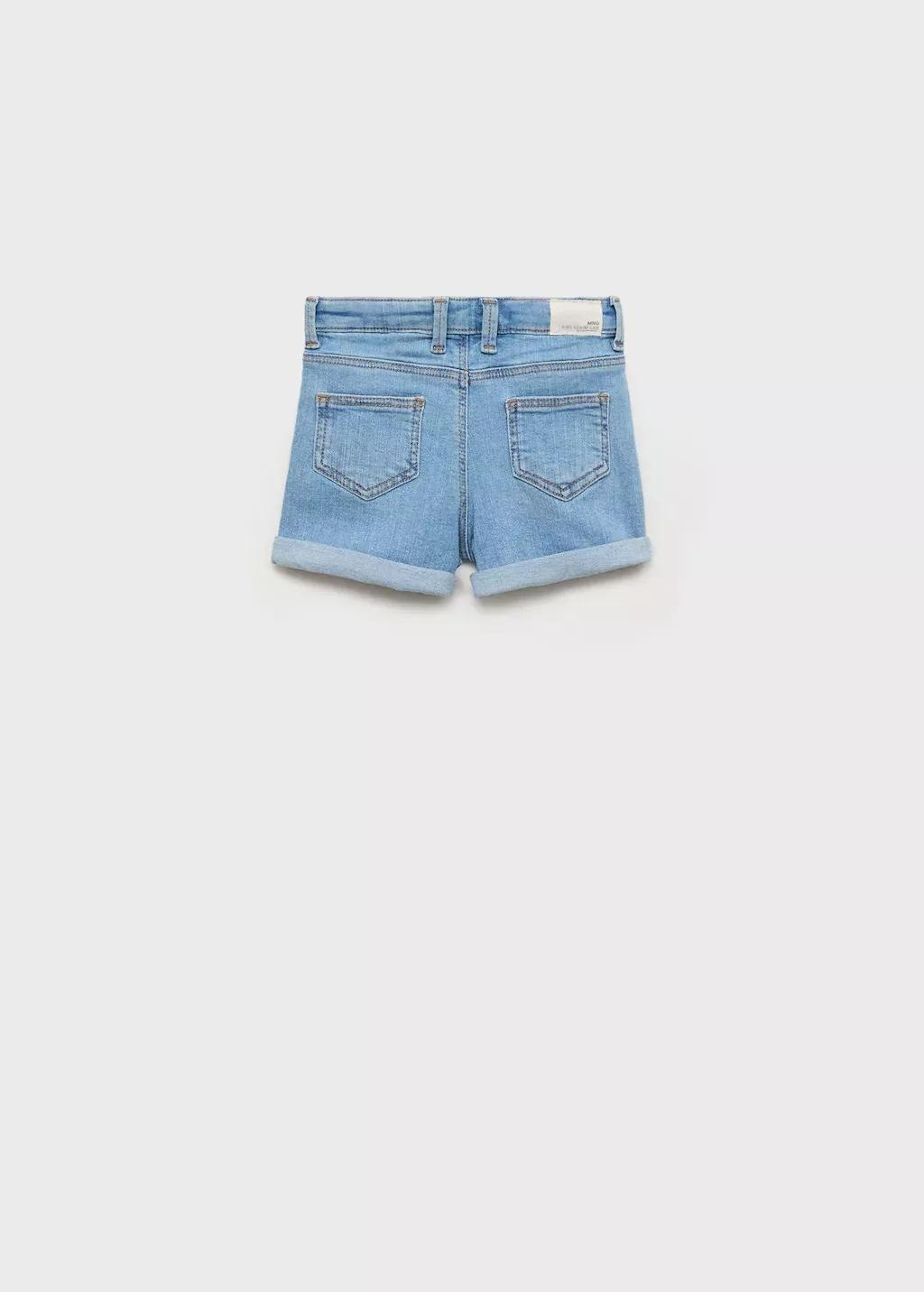 Blue Denim Shorts With Turned-Up Hem, Baby Girl, , large image number 2