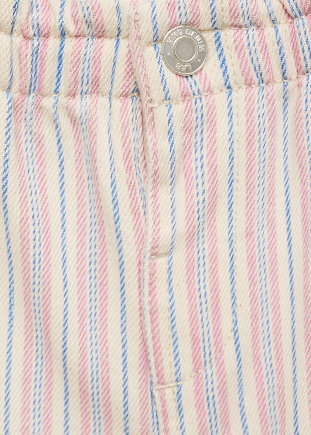 Beige Striped Denim Shorts, Baby Girl, , large image number 2