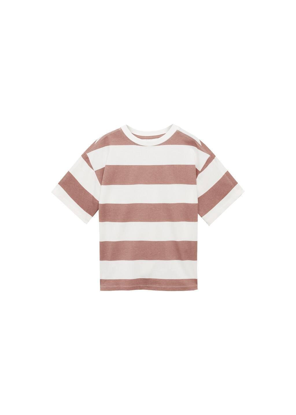 Pink Lt Pastel Striped Cotton T-Shirt, Kids Boy, , medium
