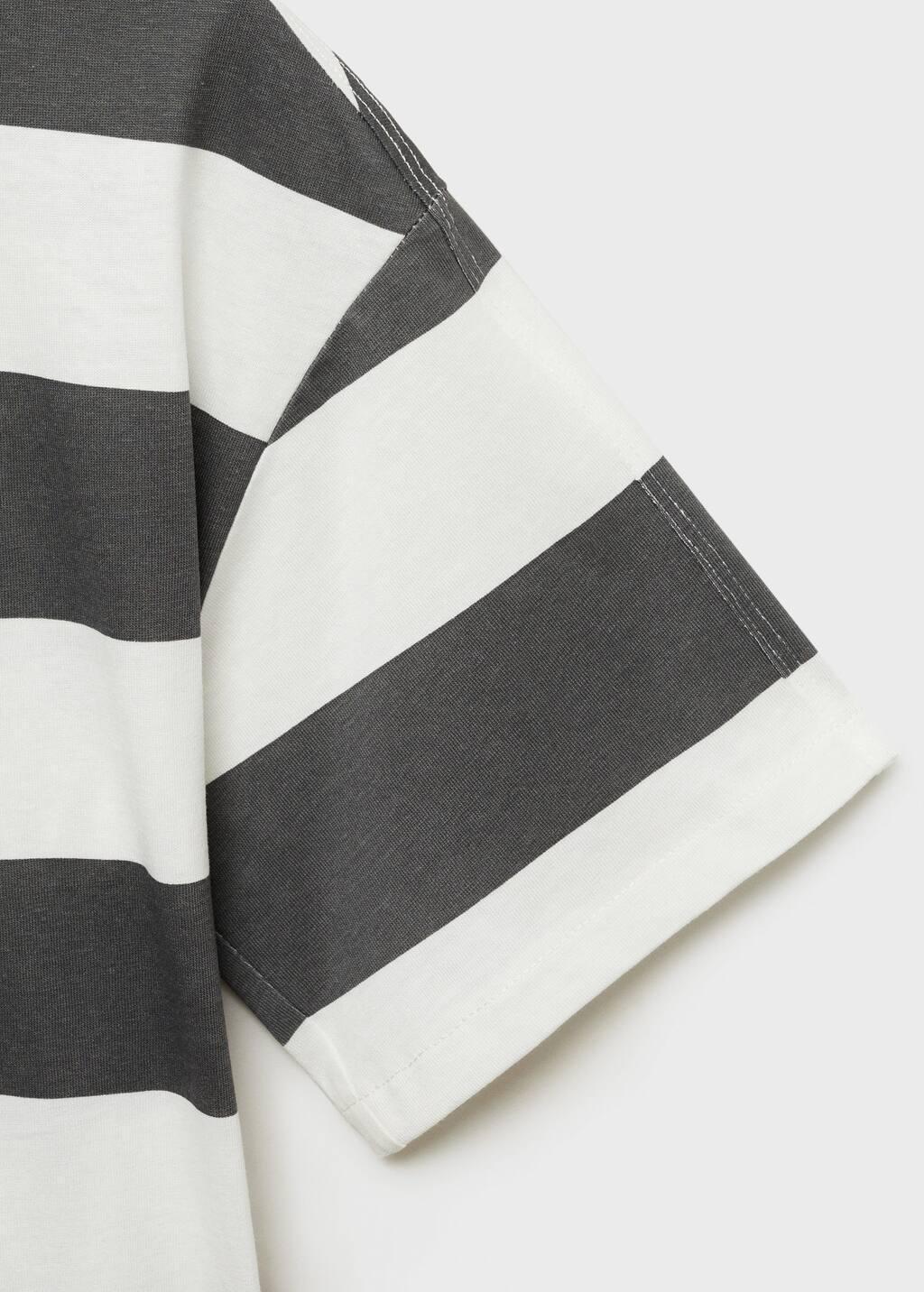Grey Striped Cotton T-Shirt, Kids Boy, , large image number 2