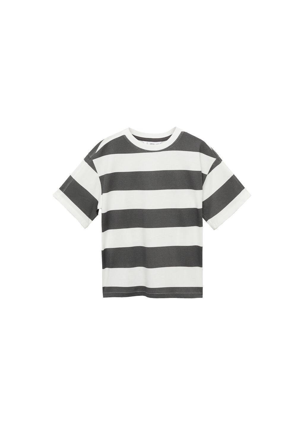 Grey Striped Cotton T-Shirt, Kids Boy, , large image number 3