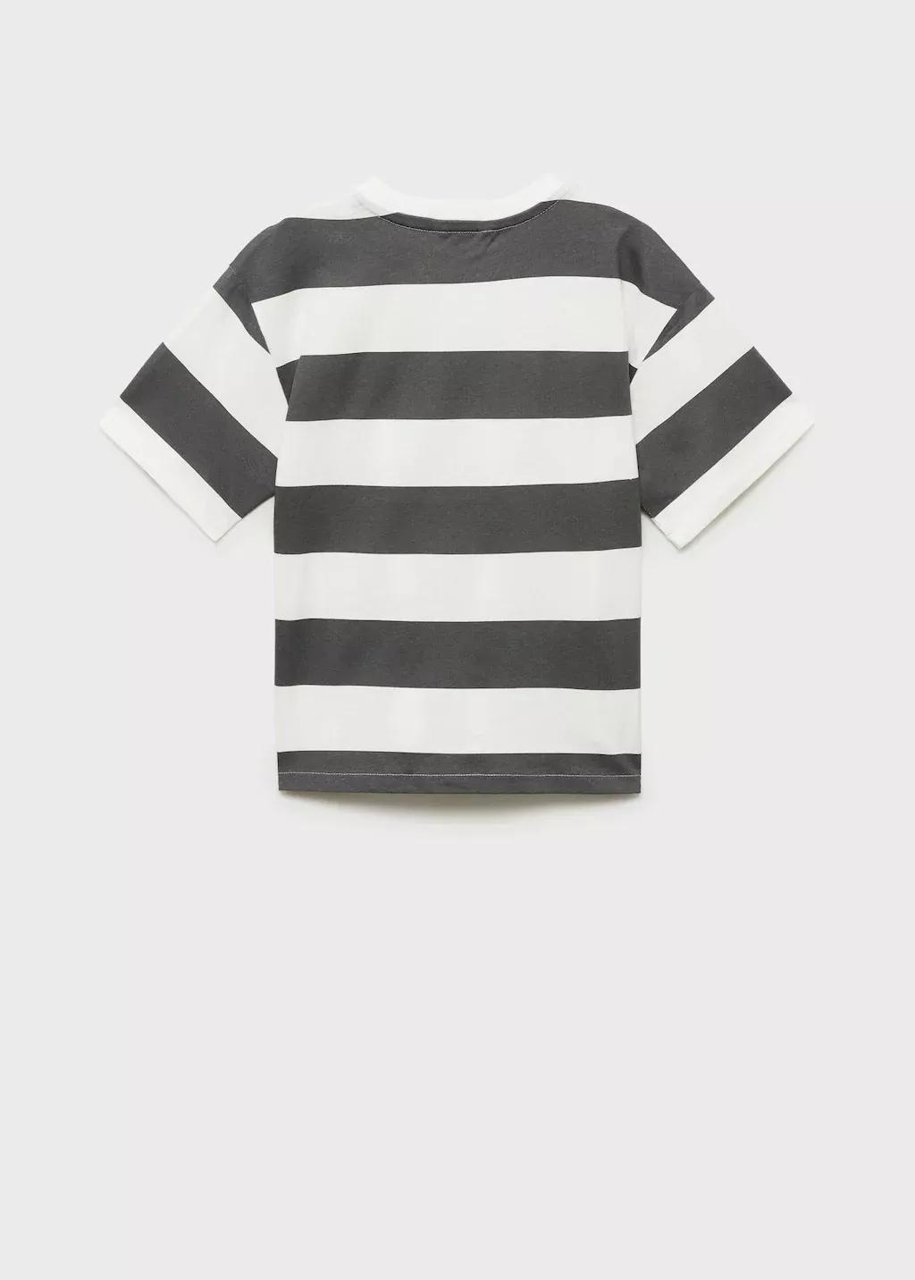 Grey Striped Cotton T-Shirt, Kids Boy, , large image number 4