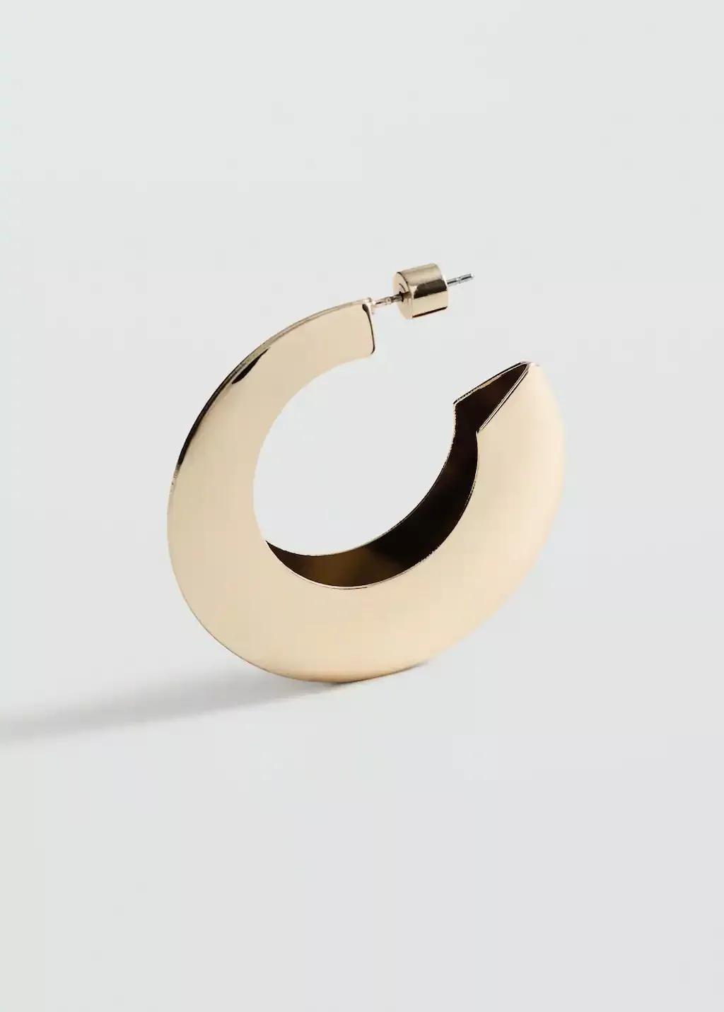 Gold Wide Hoop Earrings, Gold, large image number 0