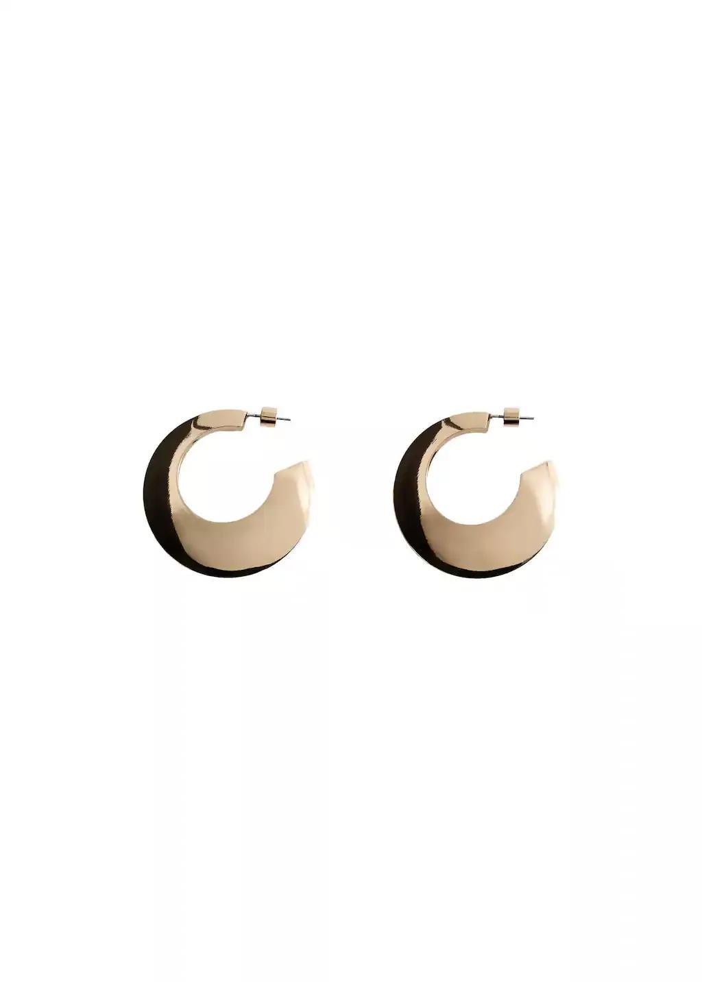 Gold Wide Hoop Earrings, Gold, large image number 1