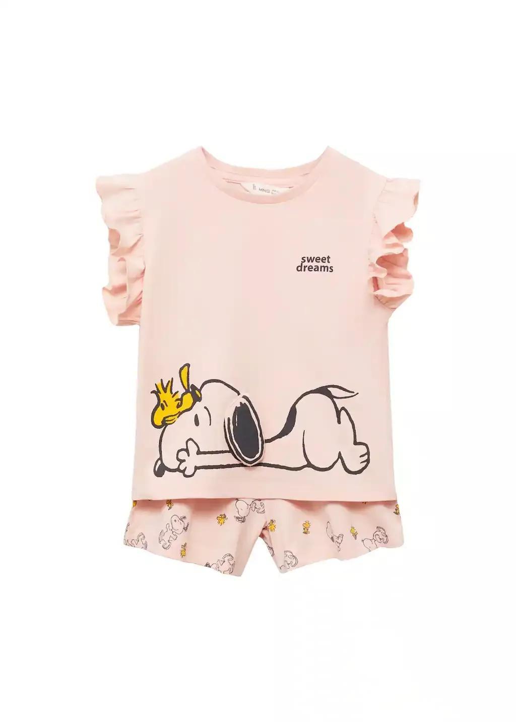PINK Snoopy short pyjamas, Baby Girl, , large image number 0