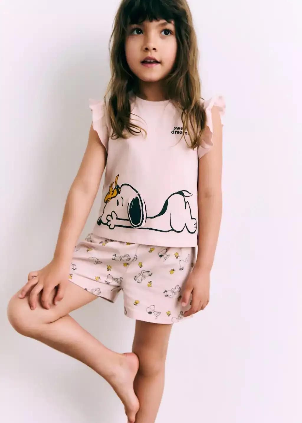 PINK Snoopy short pyjamas, Baby Girl, , large image number 1