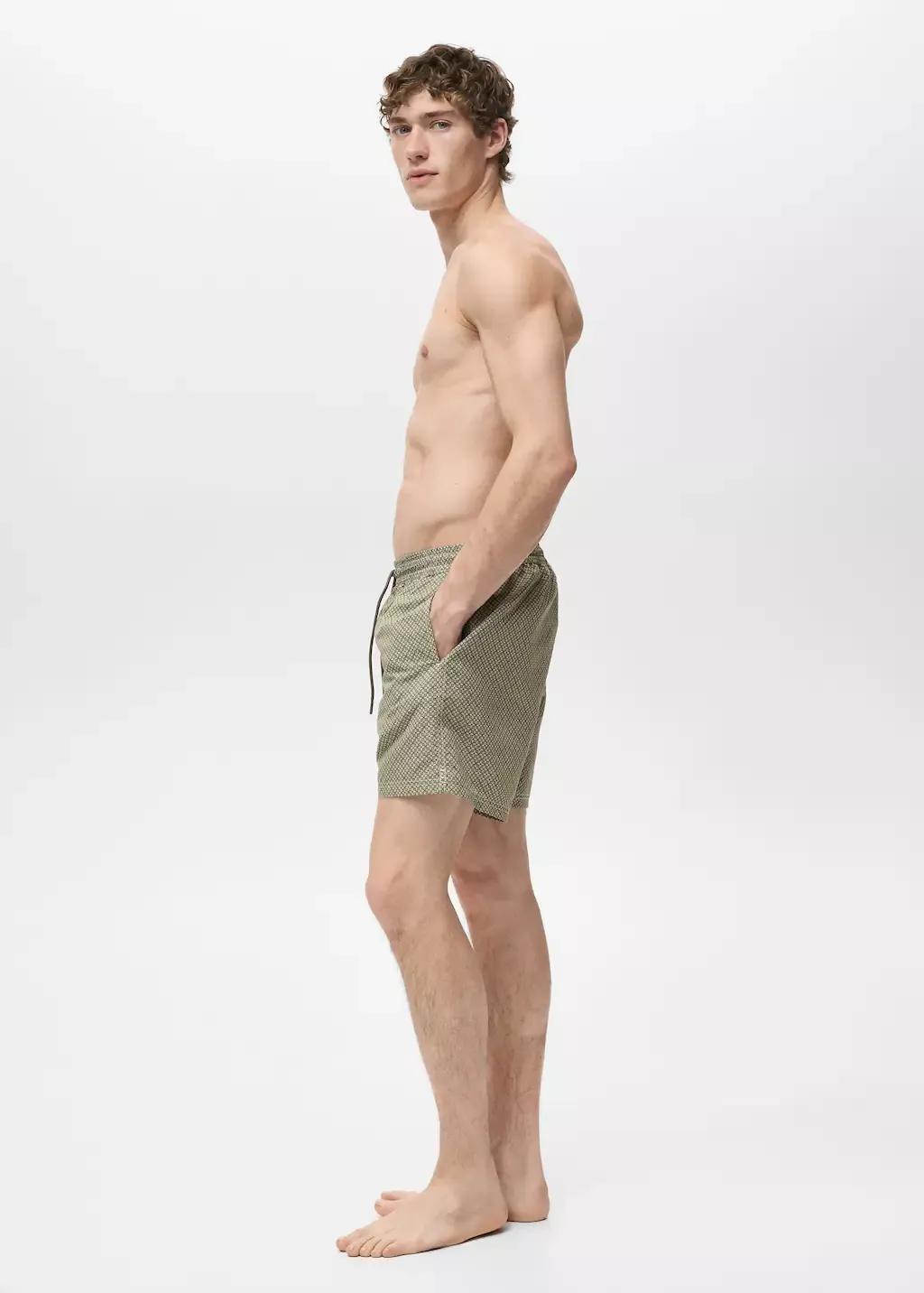 BEIGE - KHAKI Geometric-print swimsuit, , large image number 2