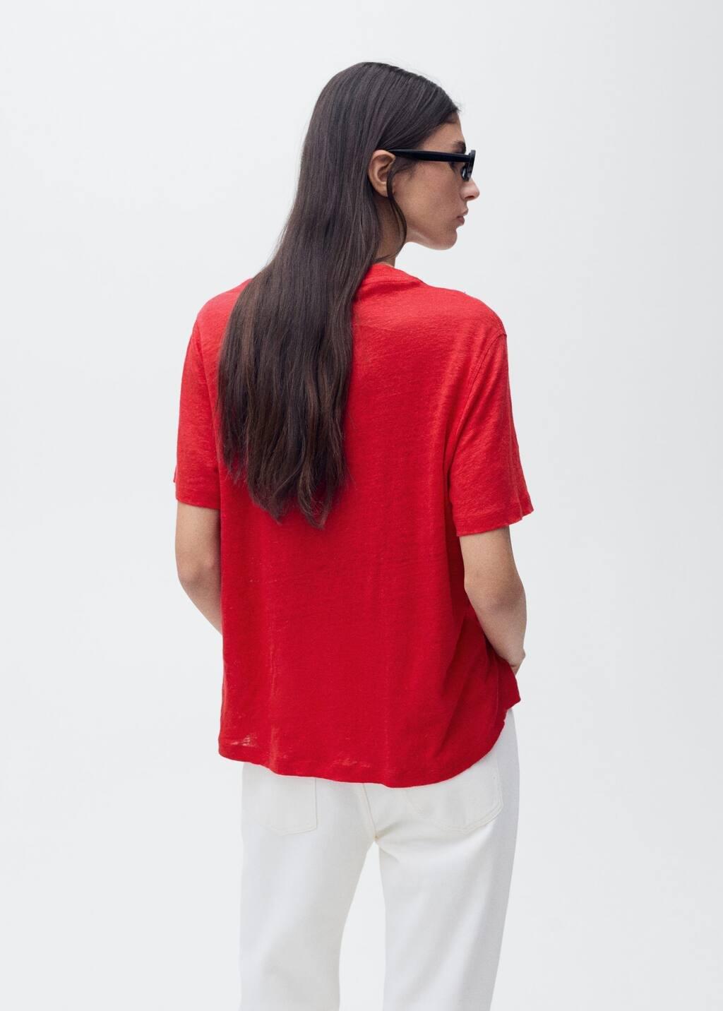 Short-sleeved Plain Basic T-Shirt, , large image number 4
