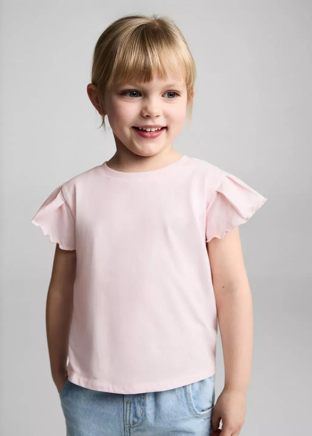 Pink Short-Sleeved Cotton T-Shirt, Baby Girl, , medium