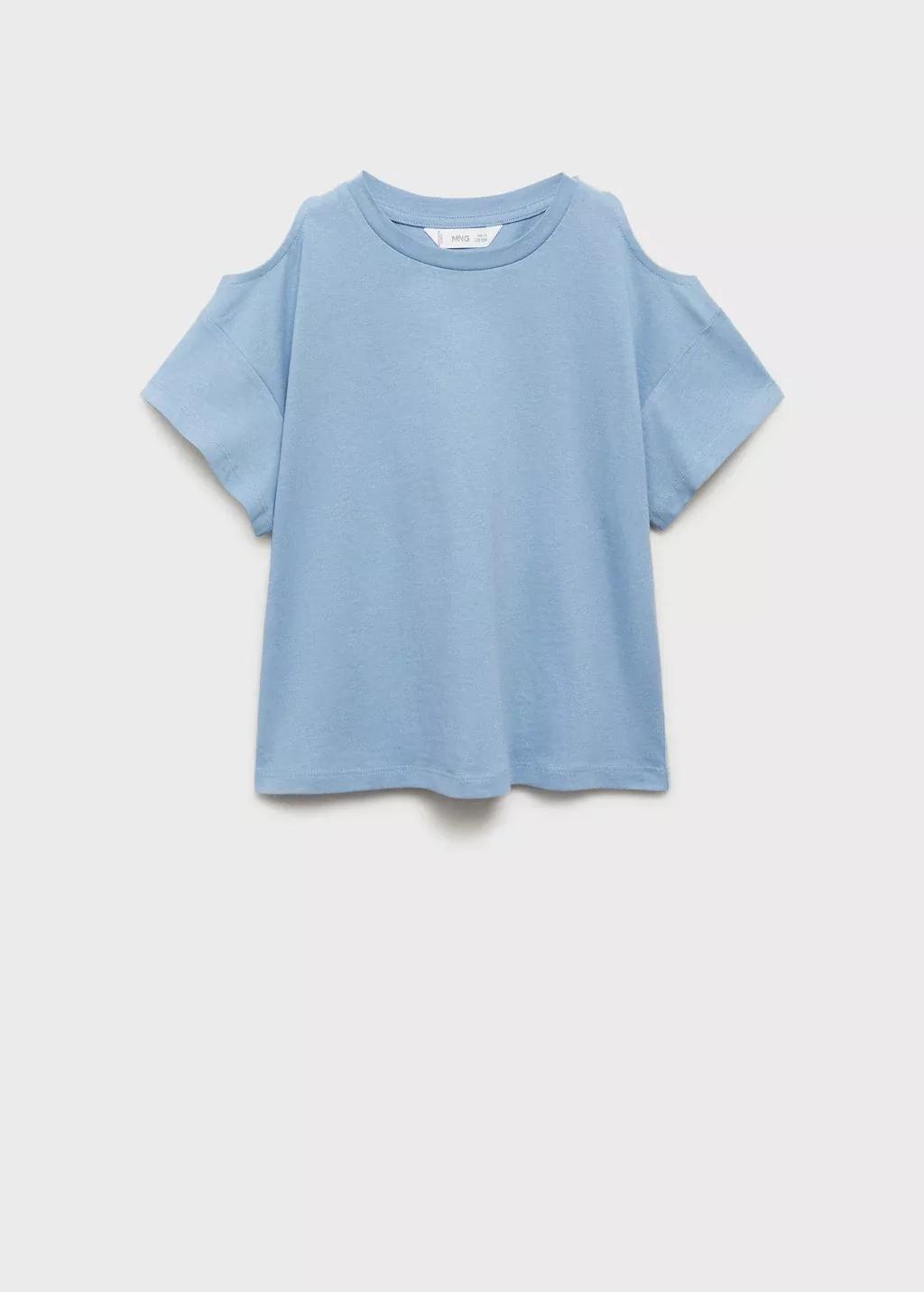 Blue Lt Pastel Cut-Out T-Shirt, Kids Girl, , large image number 0