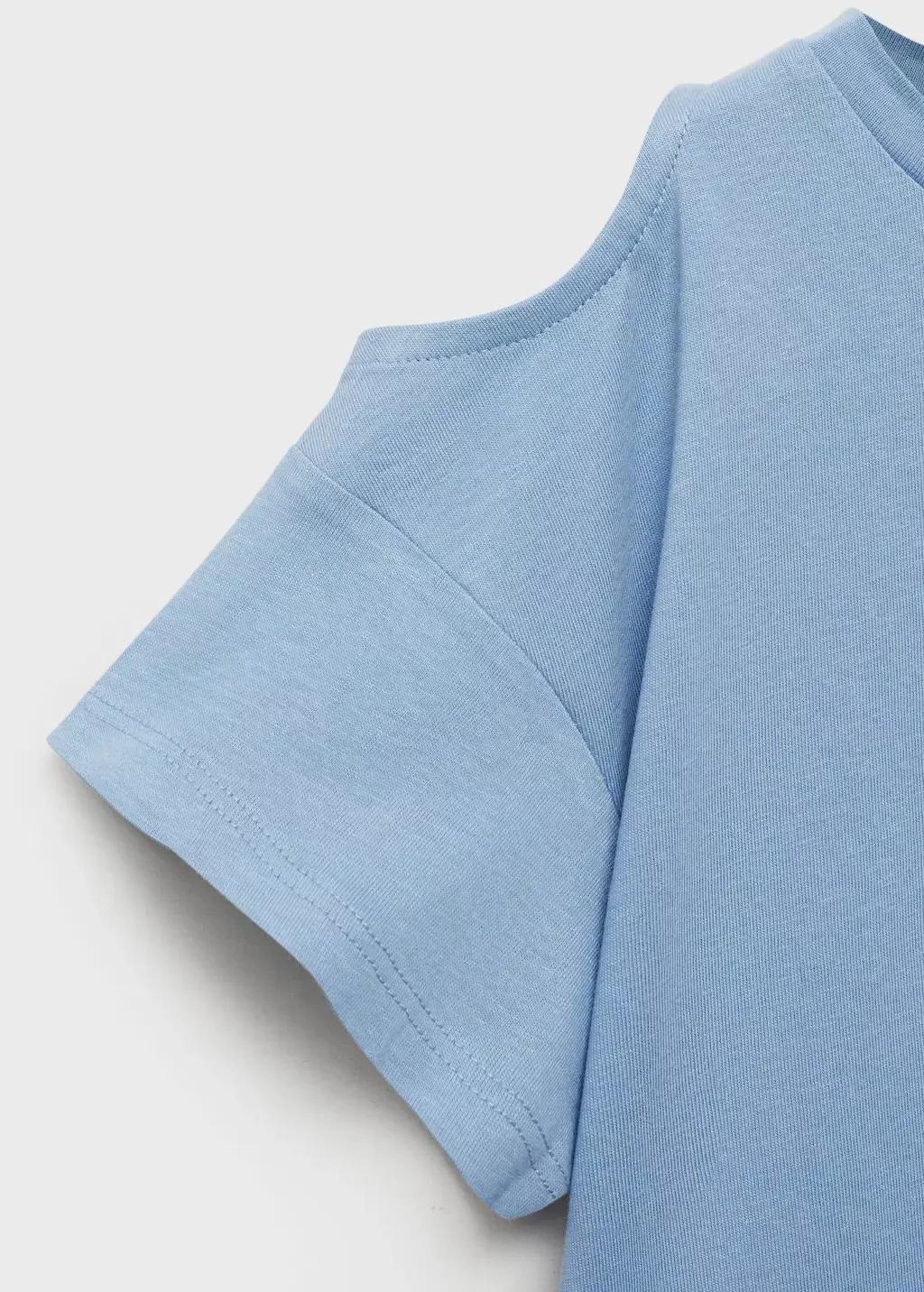 Blue Lt Pastel Cut-Out T-Shirt, Kids Girl, , large image number 2
