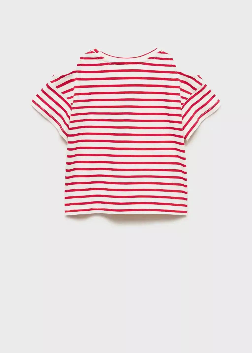 Red Cotton T-Shirt With Shoulder Opening, Kids Girl, , large image number 1