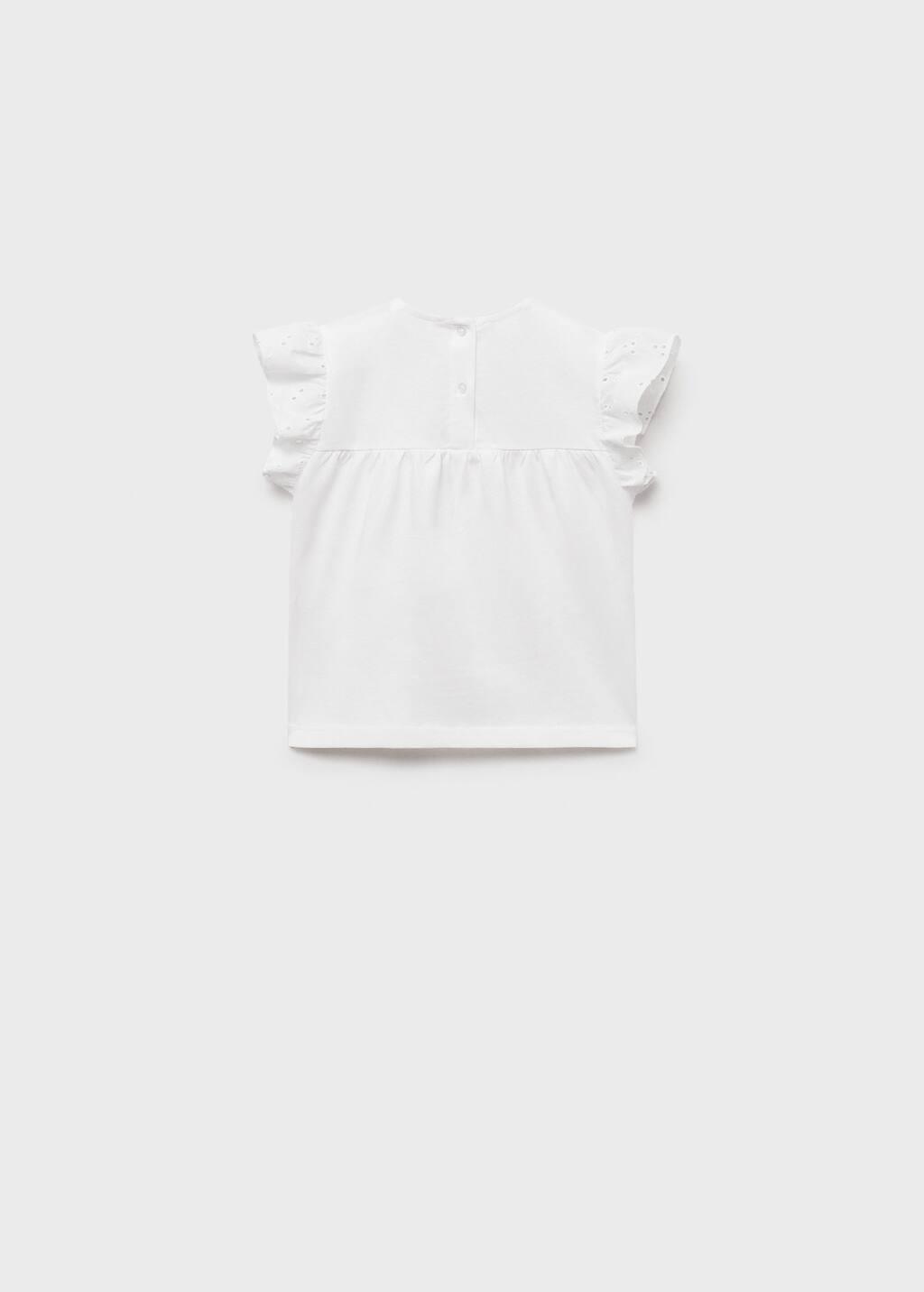 White Openwork Details T-Shirt, Baby Girl, , large image number 2