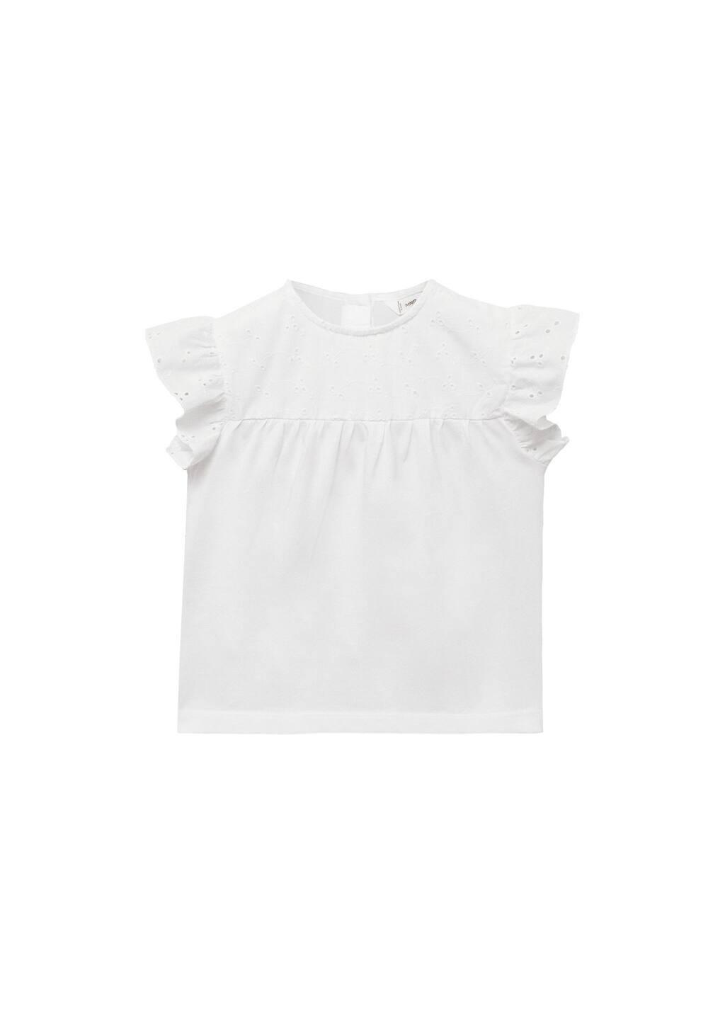 White Openwork Details T-Shirt, Baby Girl, , large image number 3