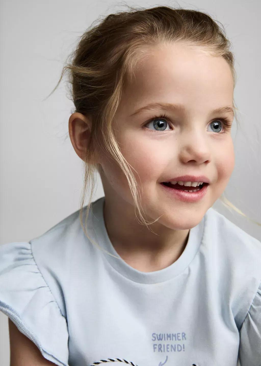 Blue Lt Pastel Ruffles Embroidered T-Shirt, Baby Girl, , large image number 1