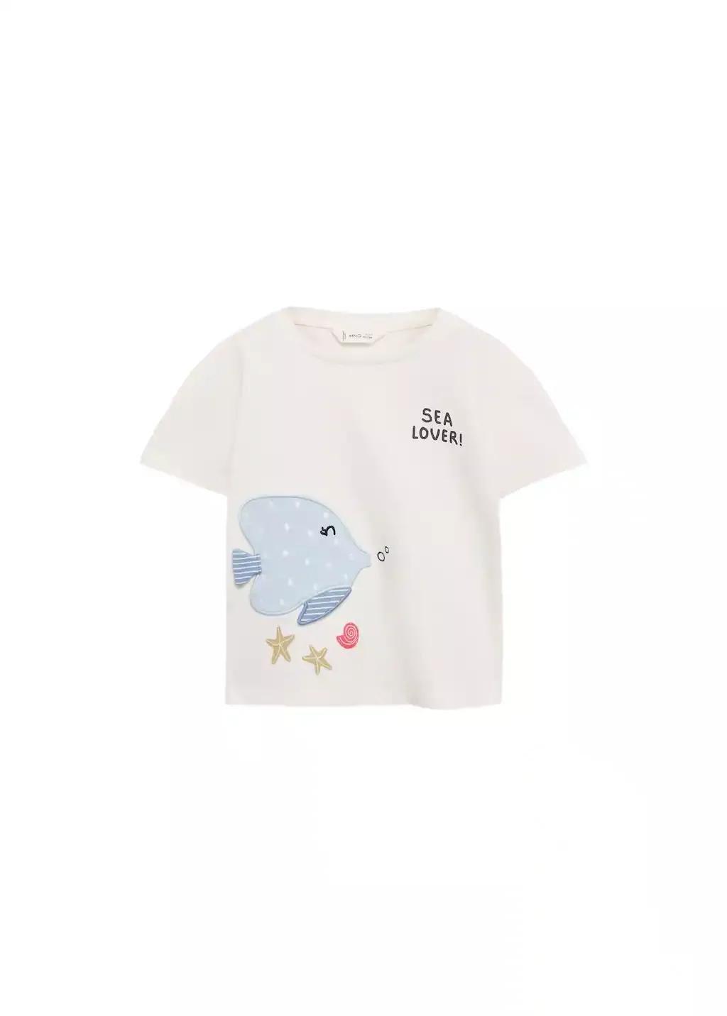 White Print T-Shirt, Baby Girl, , large image number 0