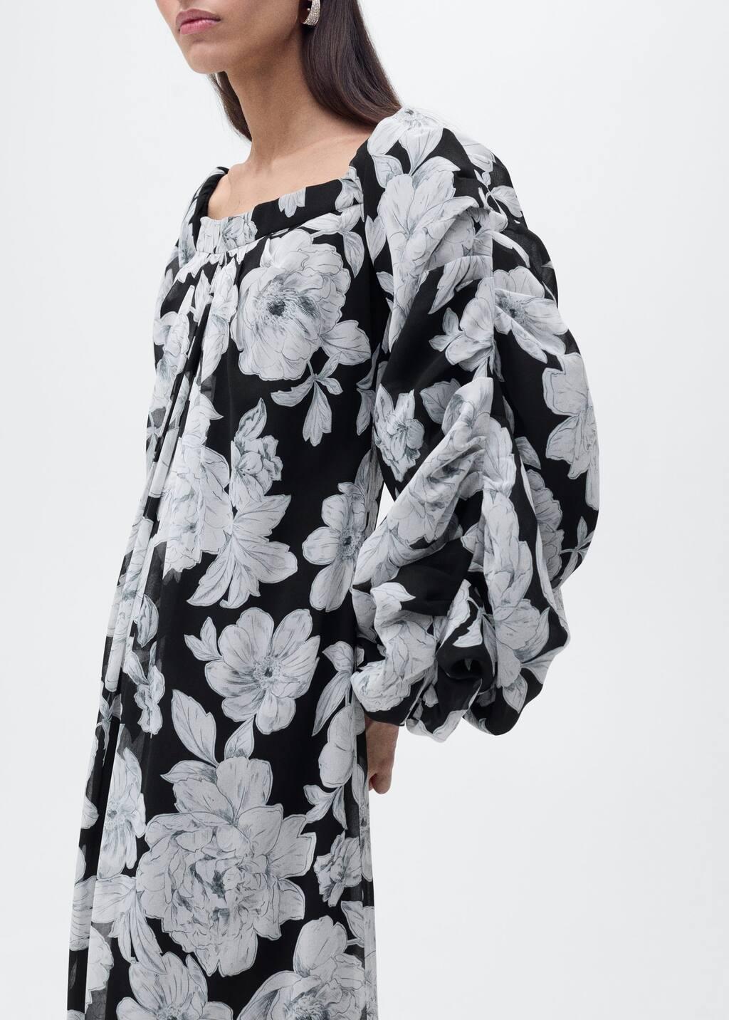 Black Strapless Floral Dress, , medium