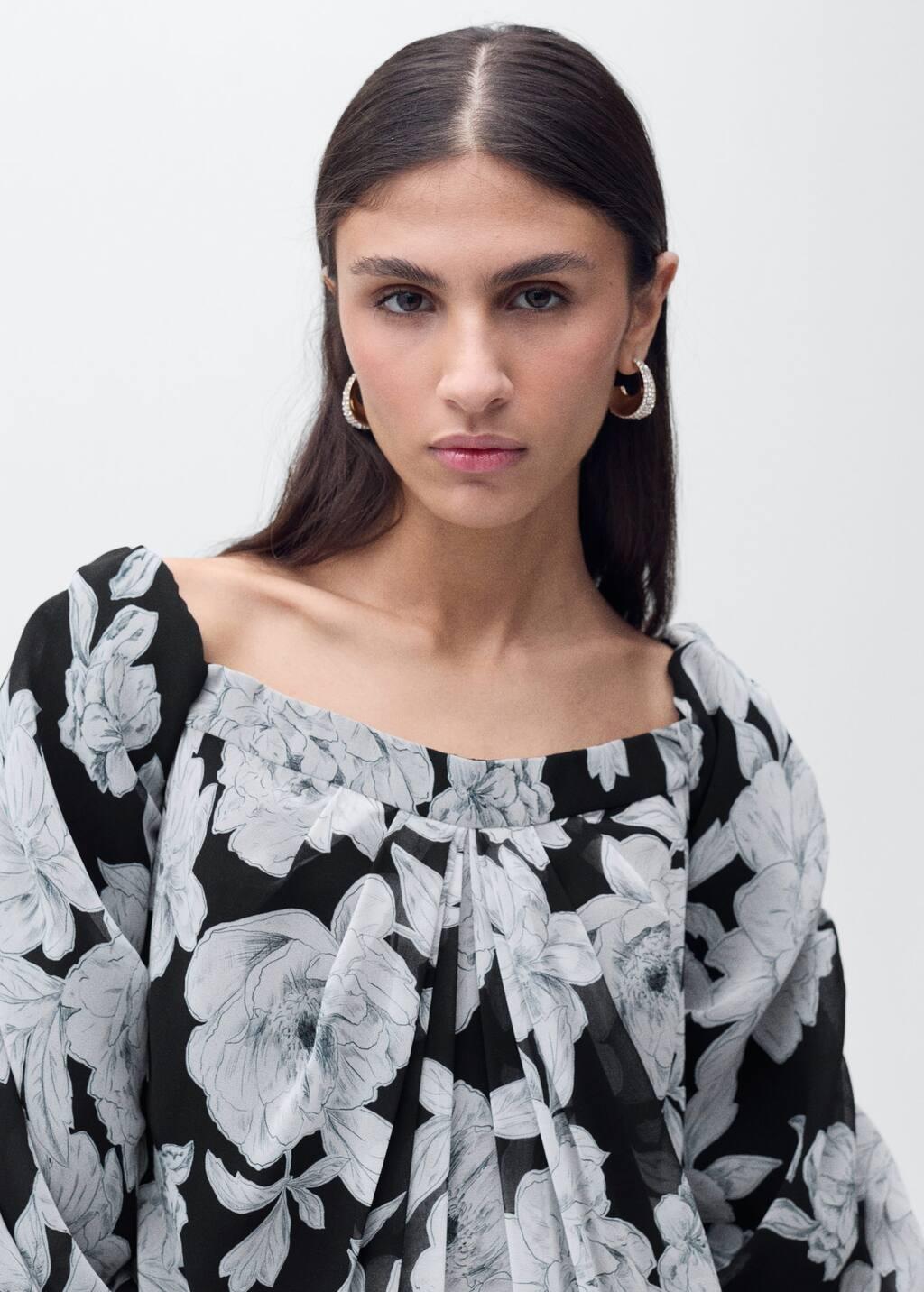 Black Strapless Floral Dress, , large image number 1