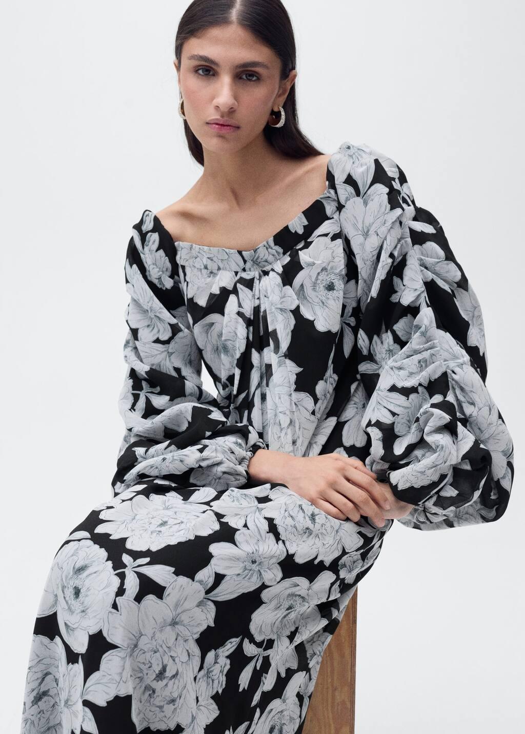 Black Strapless Floral Dress, , large image number 2