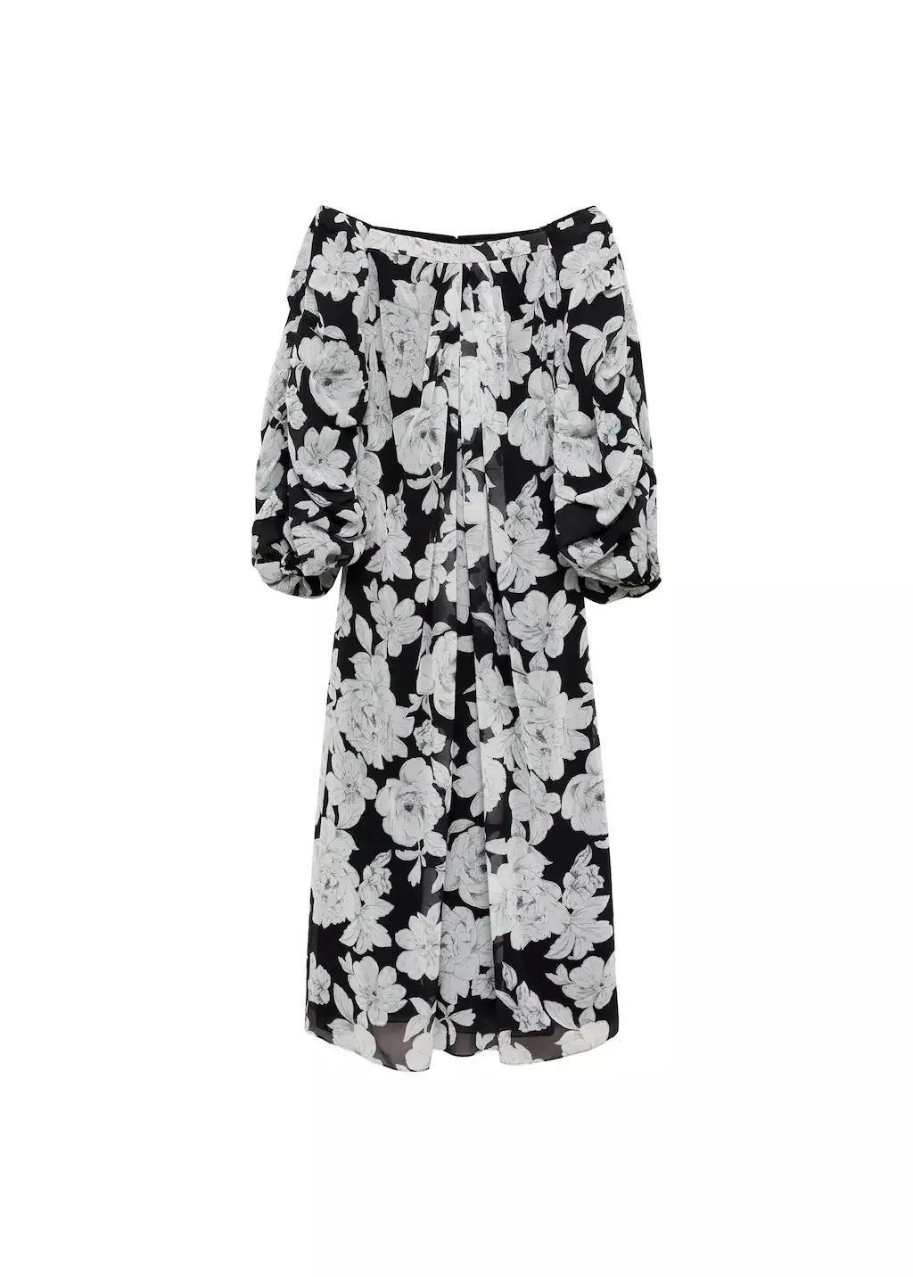 Black Strapless Floral Dress, , large image number 3