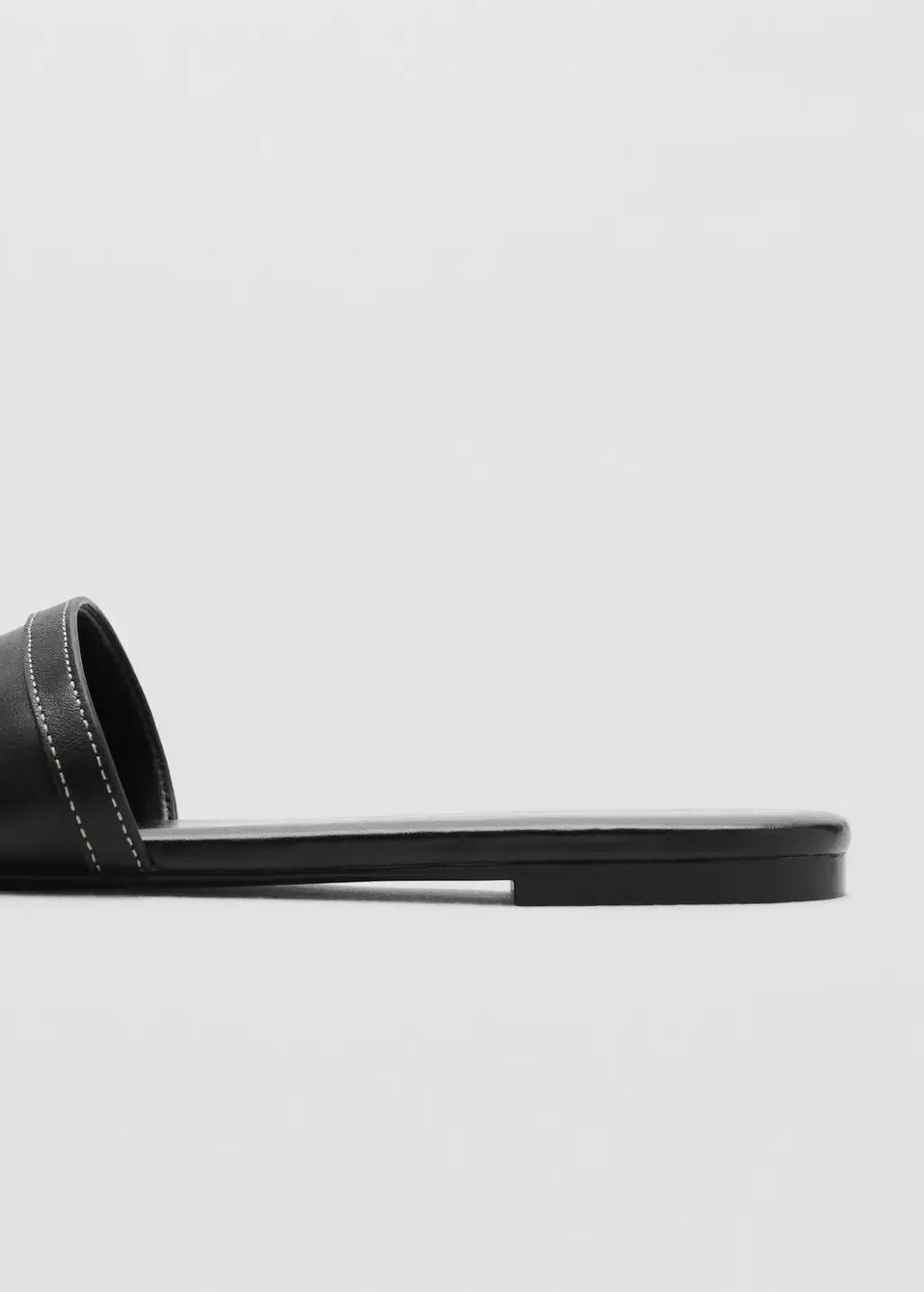 Black Buckle Leather Sandals, , large image number 1