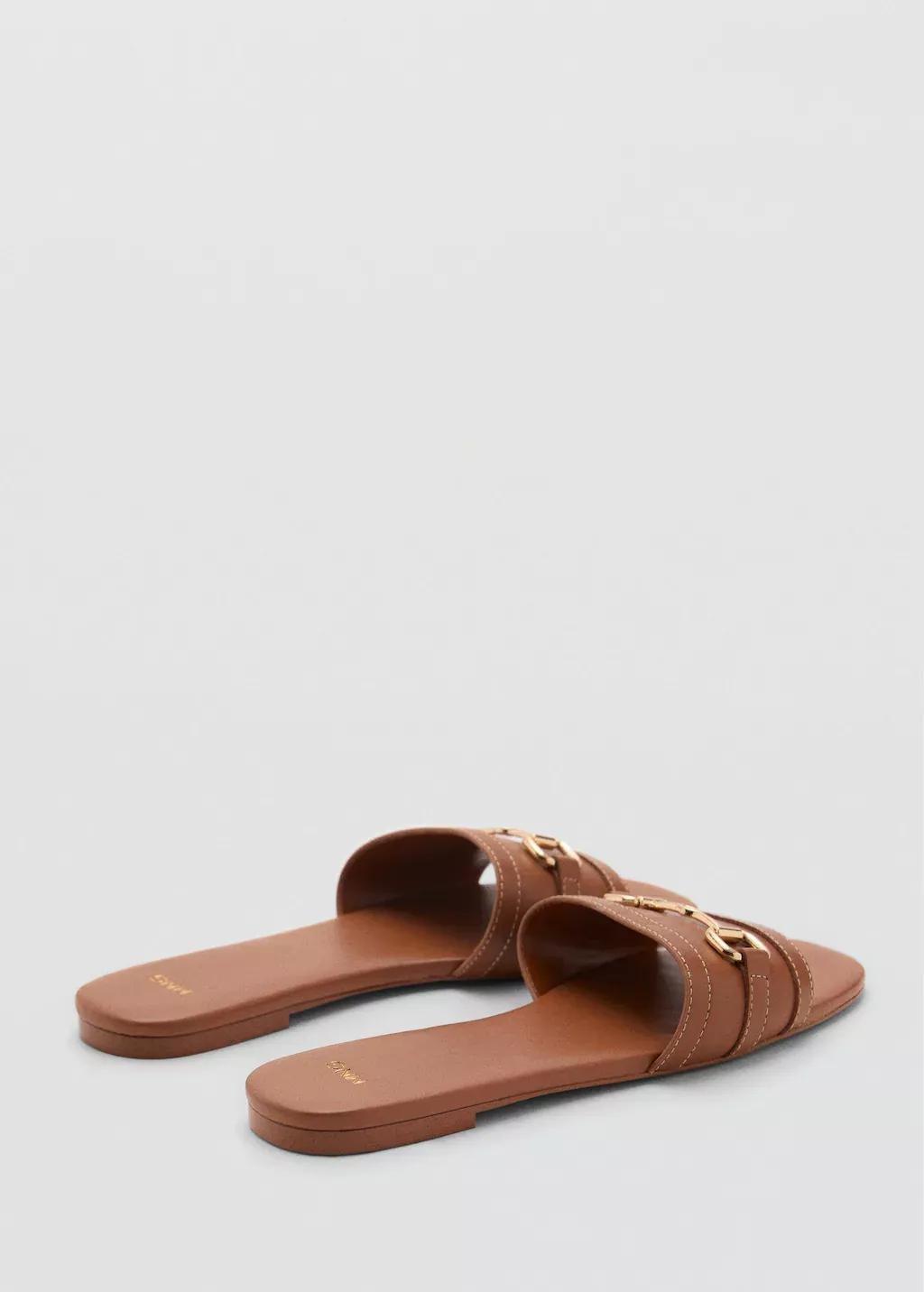 Brown Buckle Leather Sandals, , large image number 1