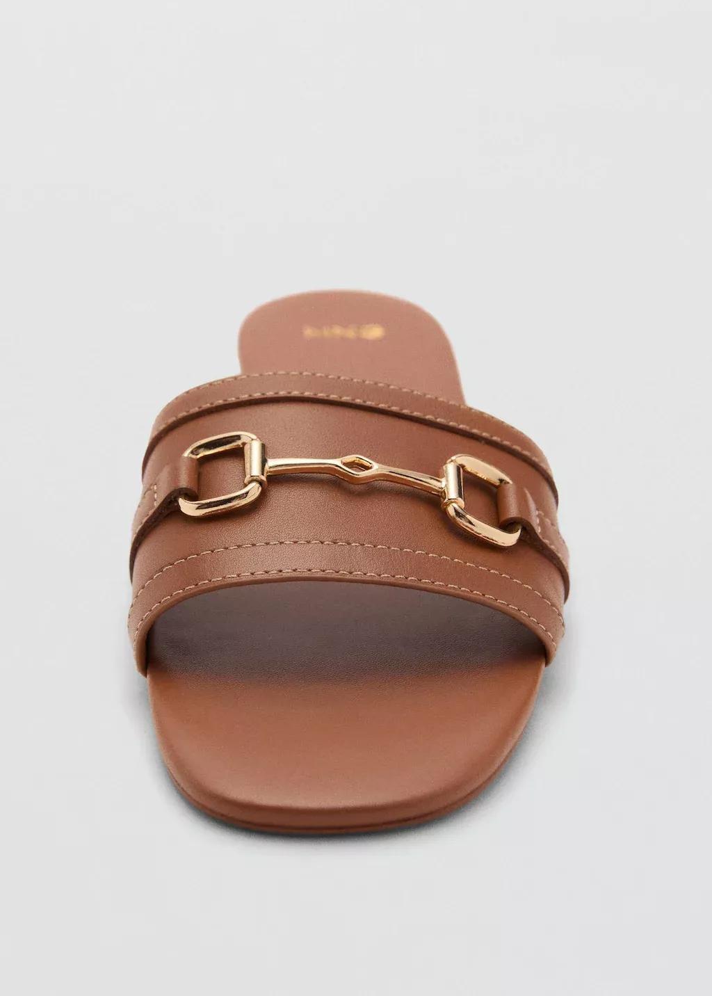 Brown Buckle Leather Sandals, , large image number 2