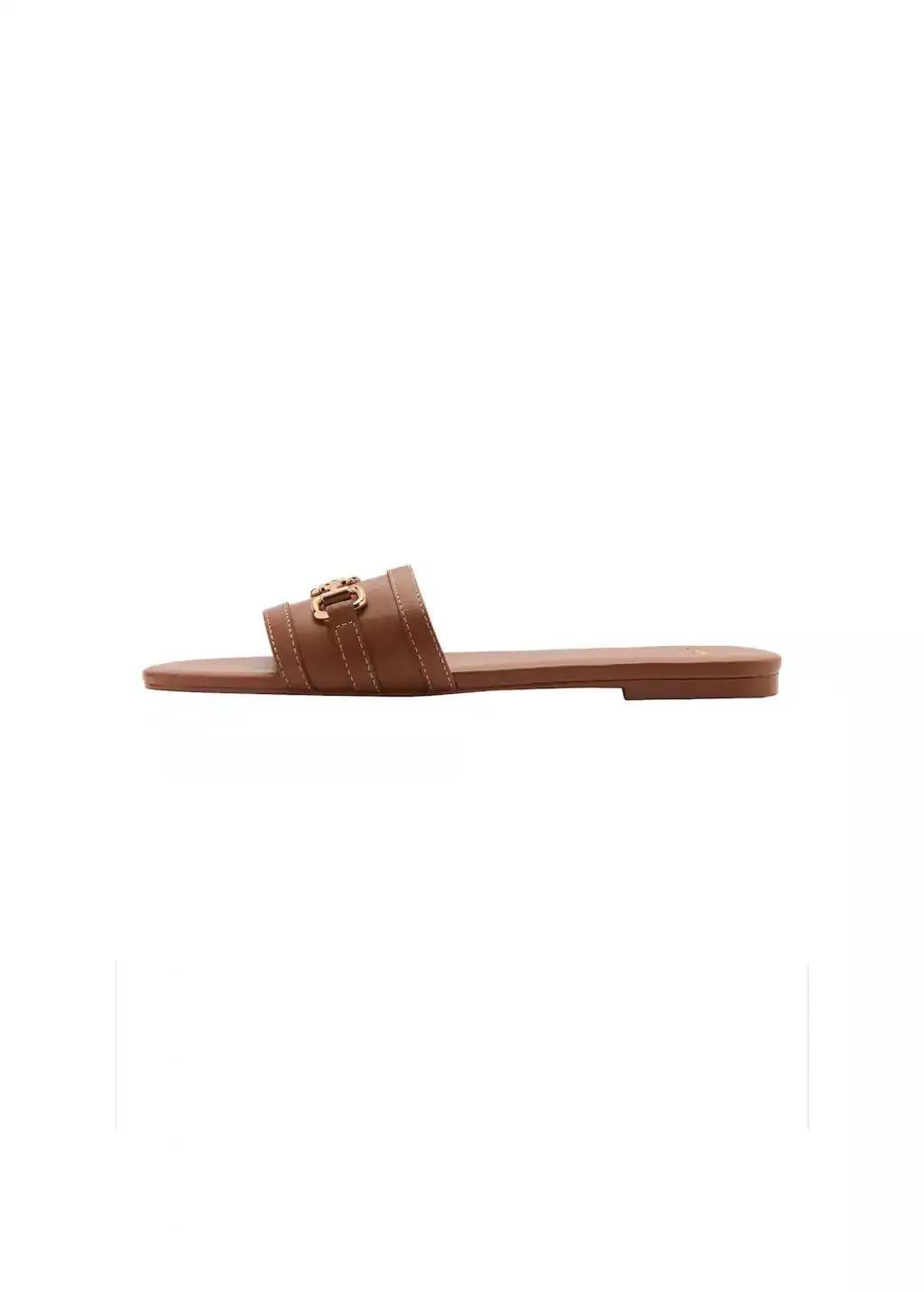 Brown Buckle Leather Sandals, , large image number 3