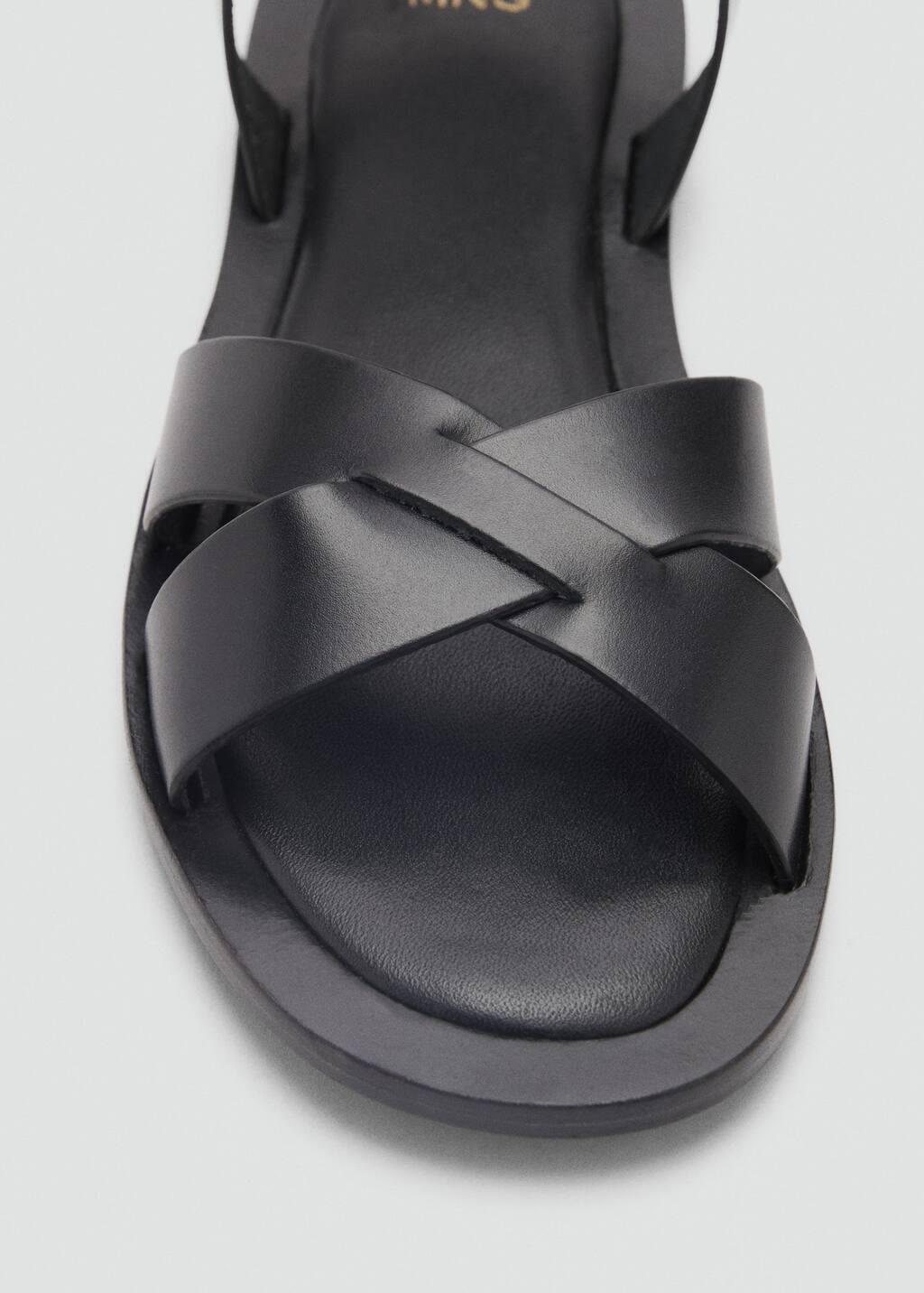 BLACK Leather sandals with buckle strap, , large image number 2
