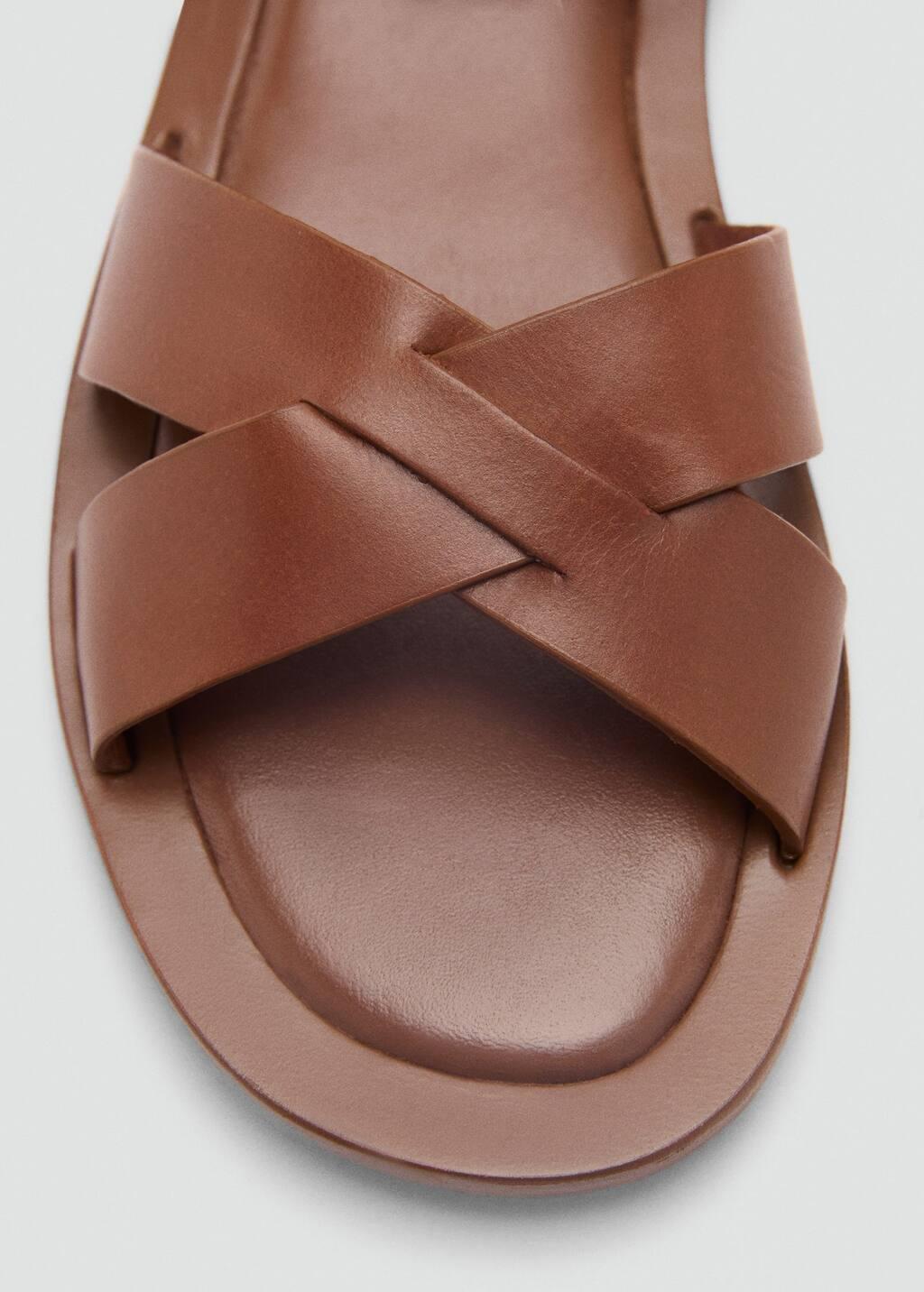 MEDIUM BROWN Leather sandals with buckle strap, , large image number 2