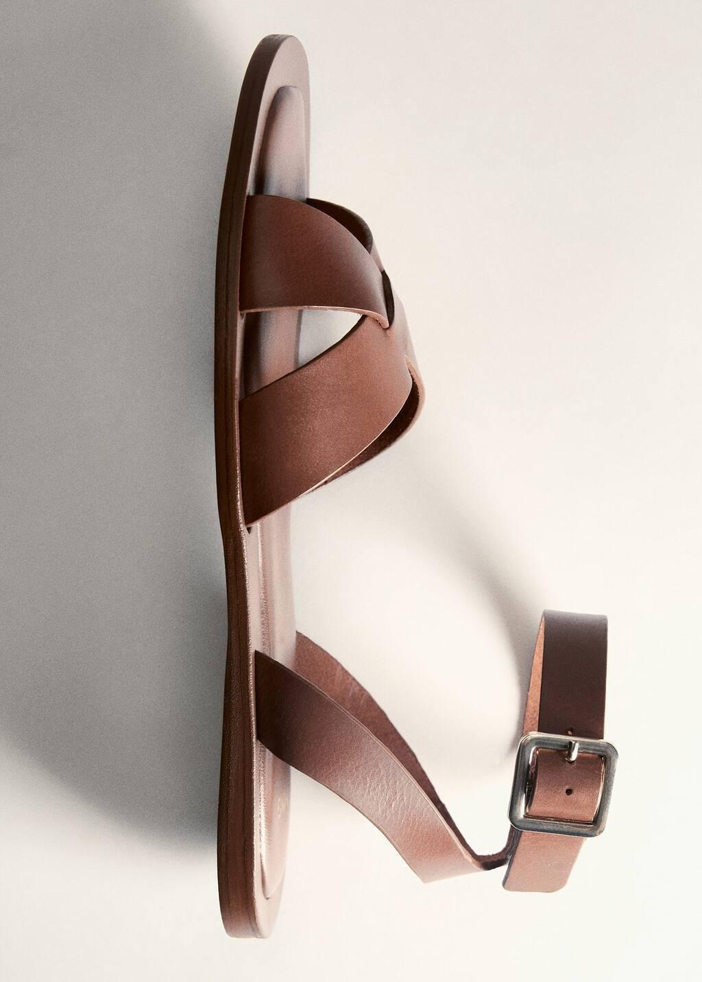 MEDIUM BROWN Leather sandals with buckle strap, , large image number 4