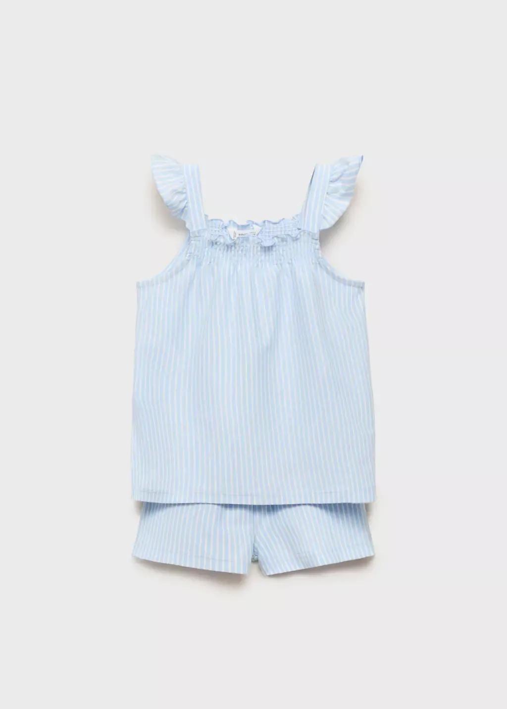 Blue Lt Pastel Striped Cotton Pyjama Pack, Baby Girl, , medium