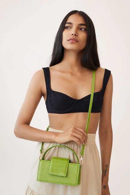 Green Croc-Effect Mini Bag, Women, , large image number 0