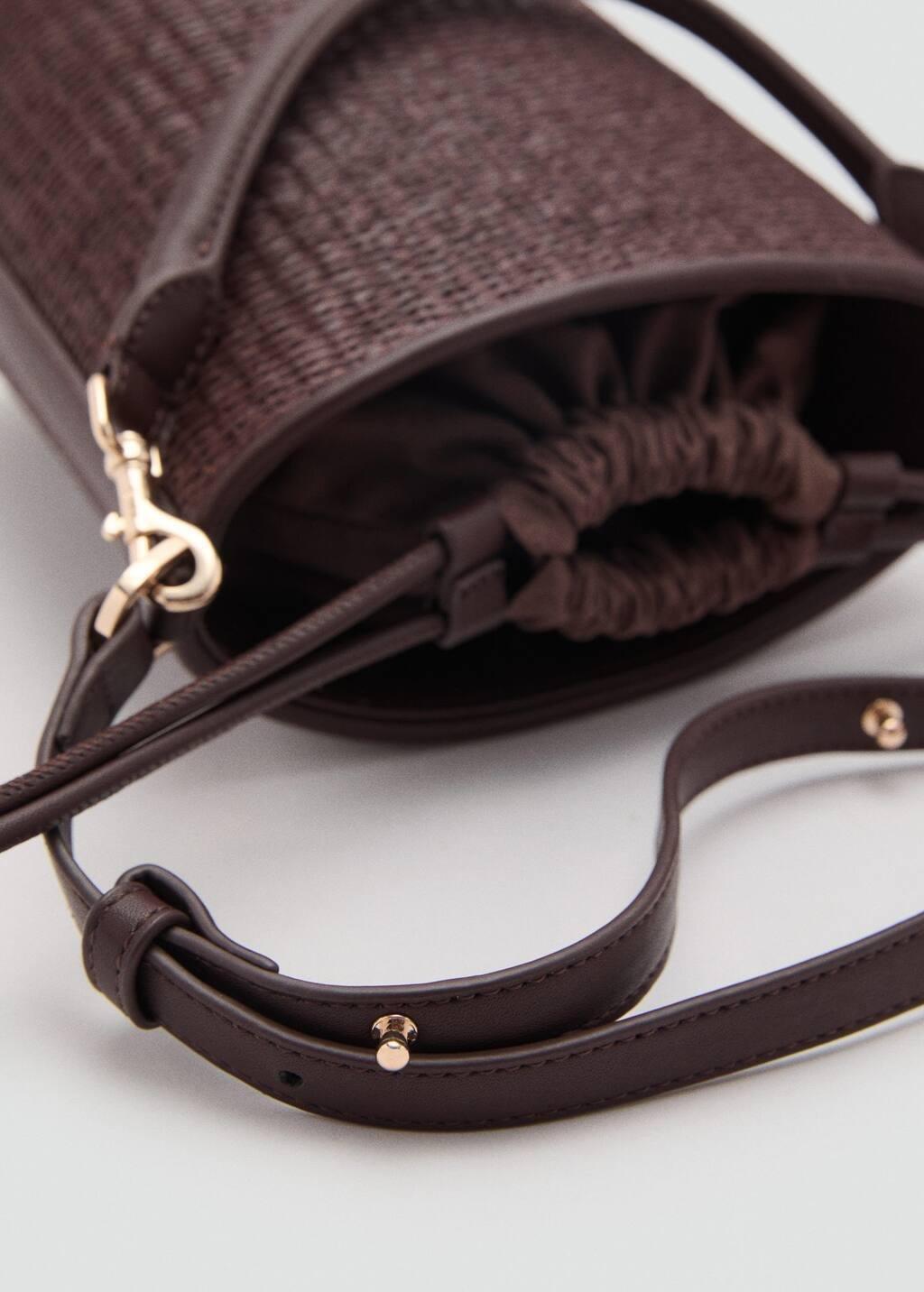 Brown Woven Handmade Bucket Bag, Dark Brown, large image number 1