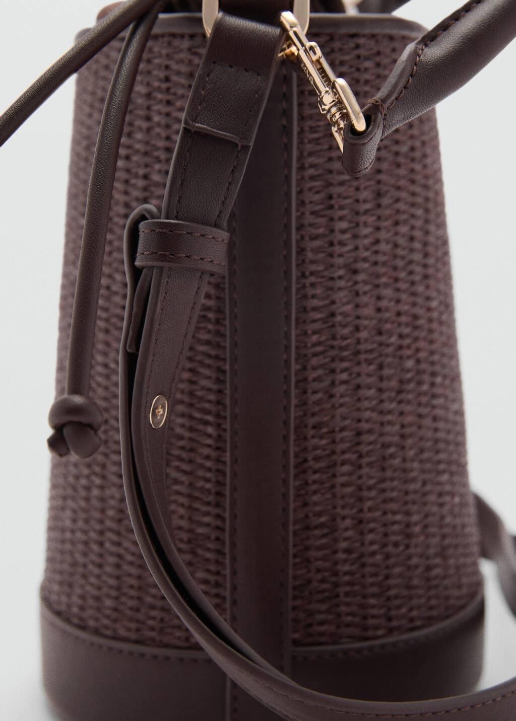 Brown Woven Handmade Bucket Bag, Dark Brown, large image number 2