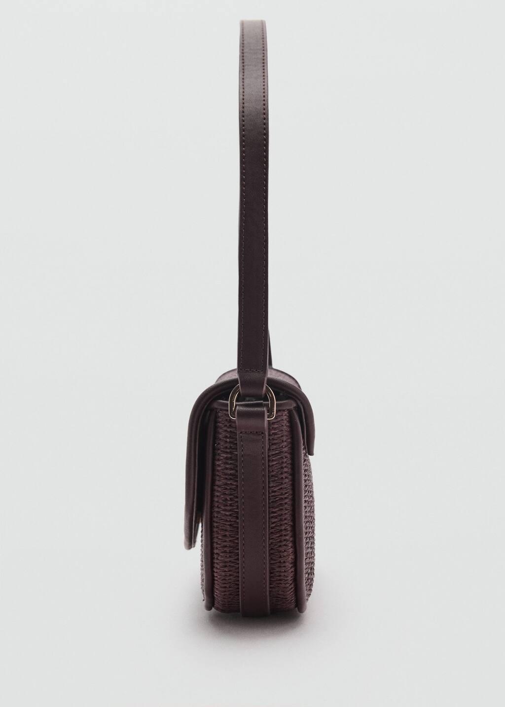 Raffia Woven Handmade Shoulder Bag, Dark Brown, large image number 2