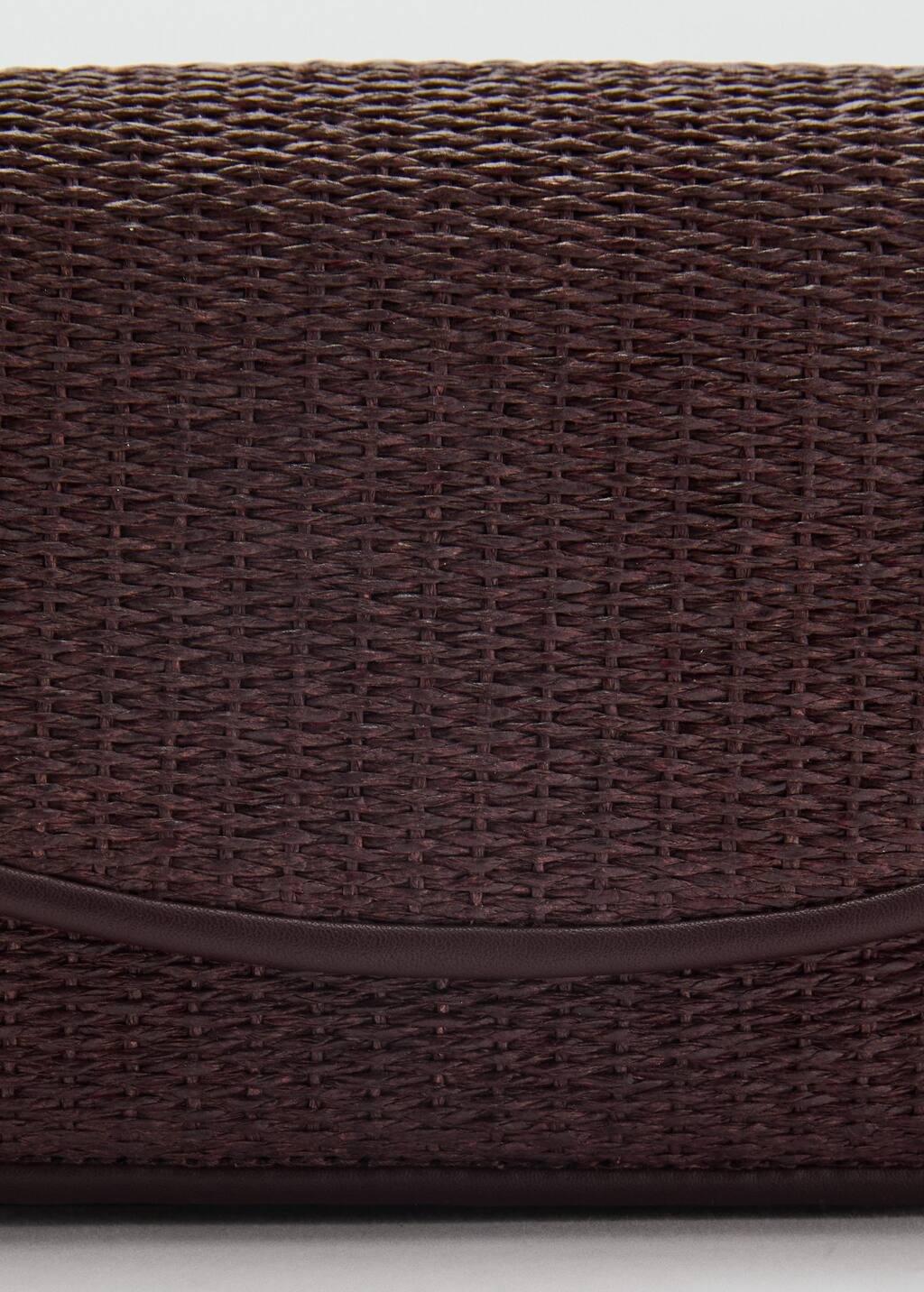 Raffia Woven Handmade Shoulder Bag, Dark Brown, large image number 5