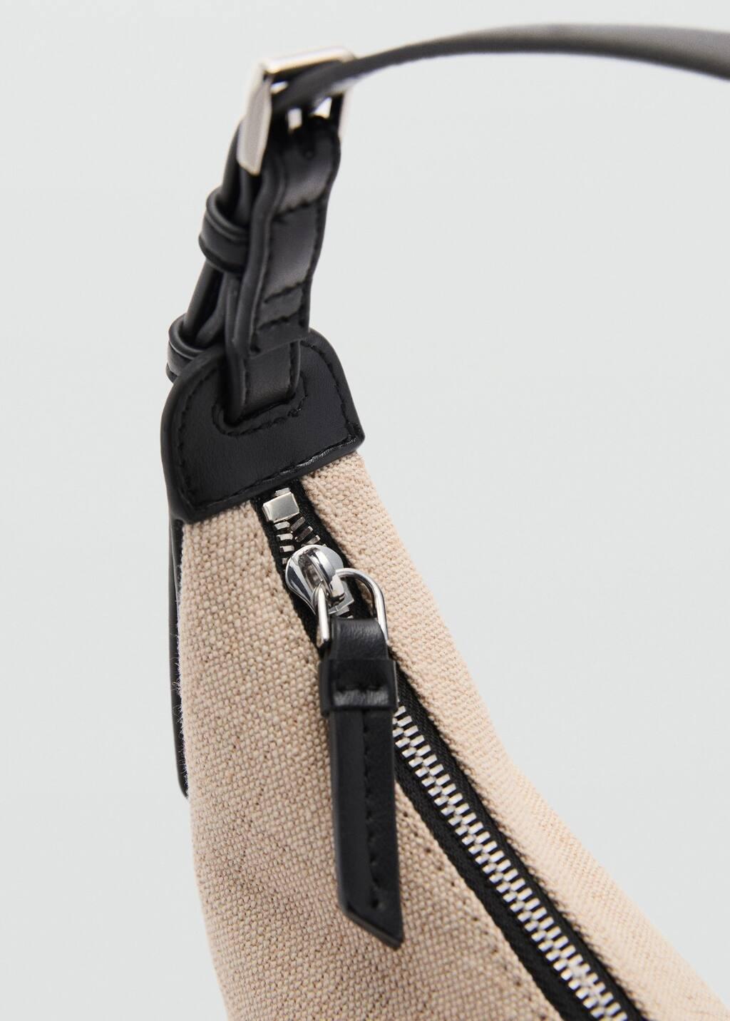 Black Mini Oval Linen-Blend Shoulder Bag, Black, large image number 2
