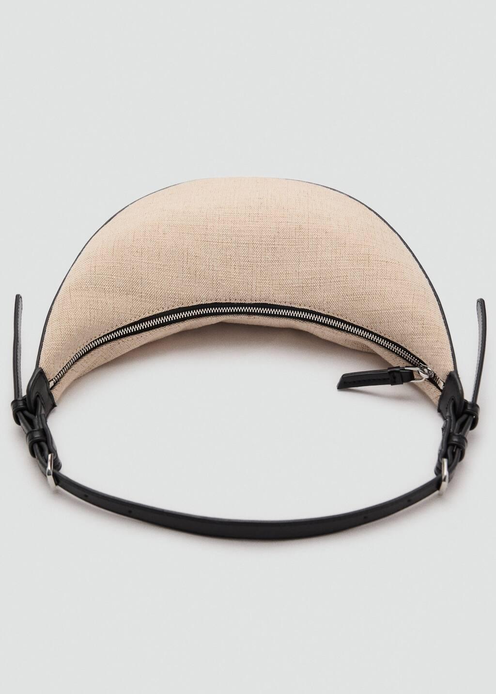 Black Mini Oval Linen-Blend Shoulder Bag, Black, large image number 4