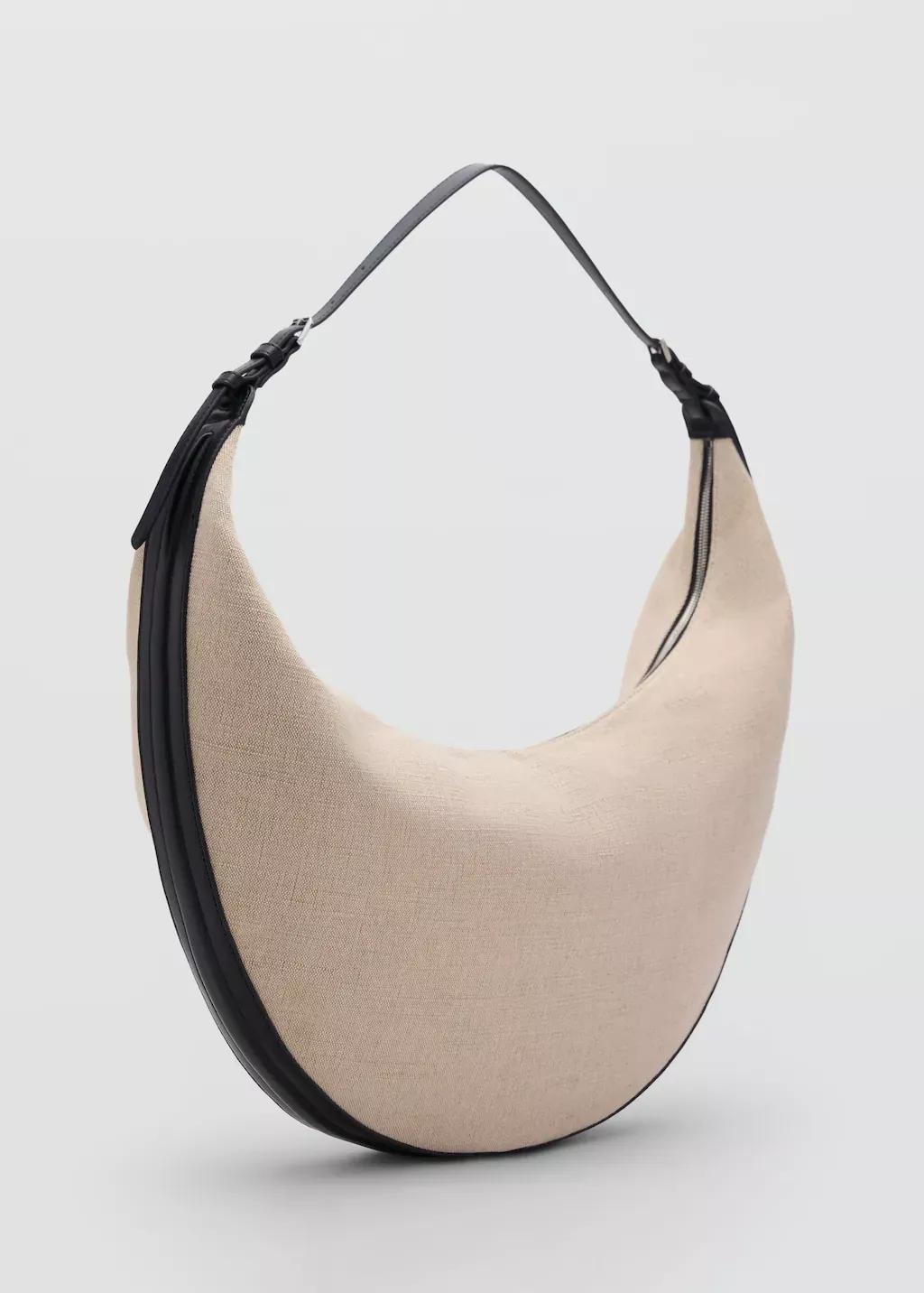 Oval Plain Handmade Shoulder Bag, Black, large image number 0
