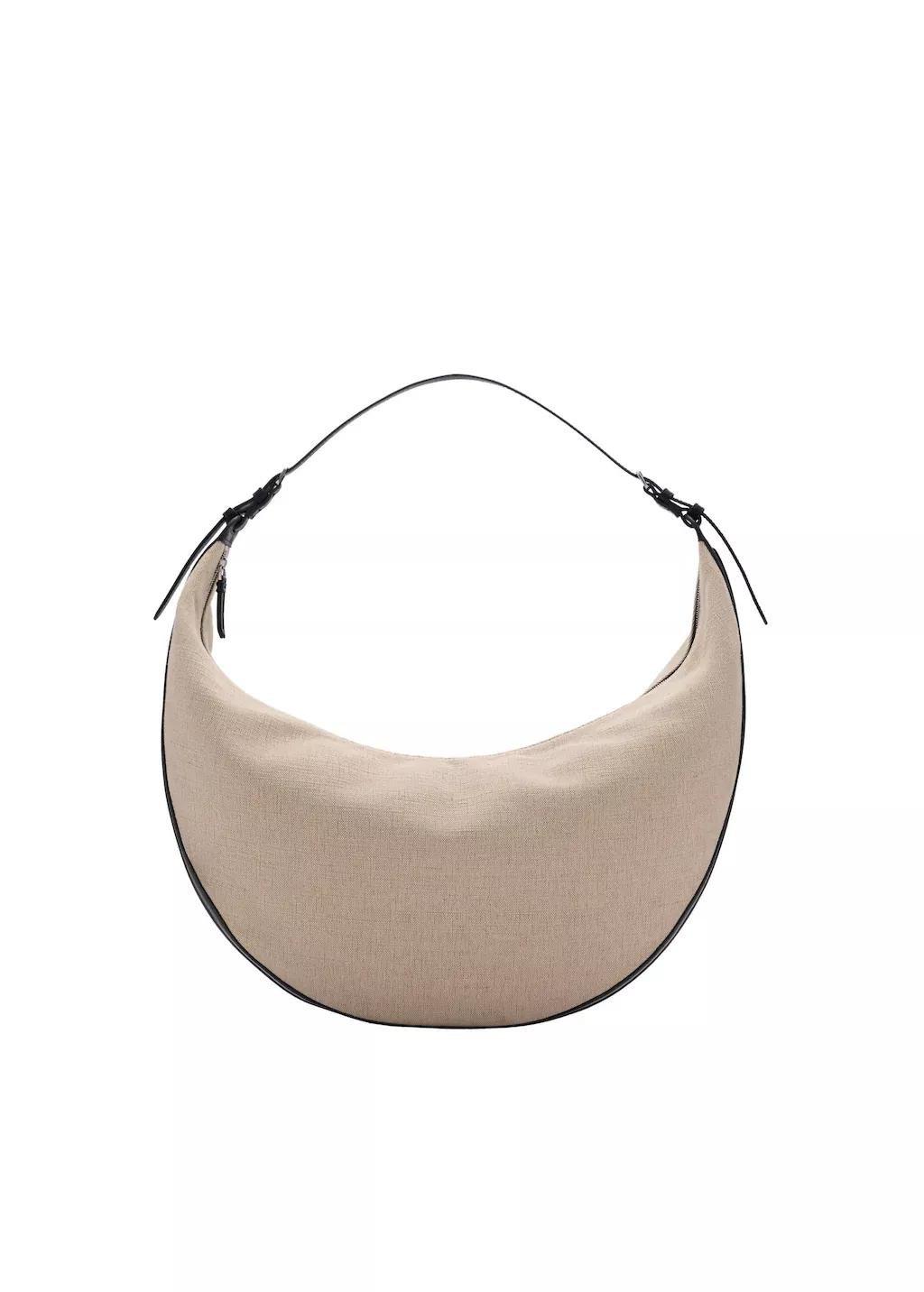 Oval Plain Handmade Shoulder Bag, Black, large image number 3