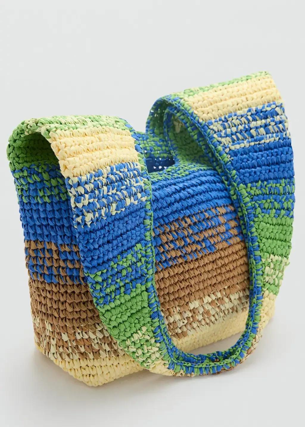 GREEN Natural fibre gradient shopping bag, Green, large image number 1