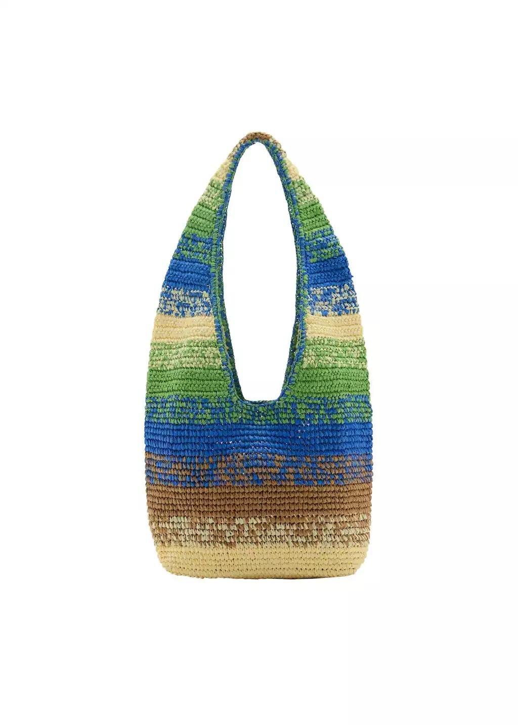 GREEN Natural fibre gradient shopping bag, Green, large image number 3