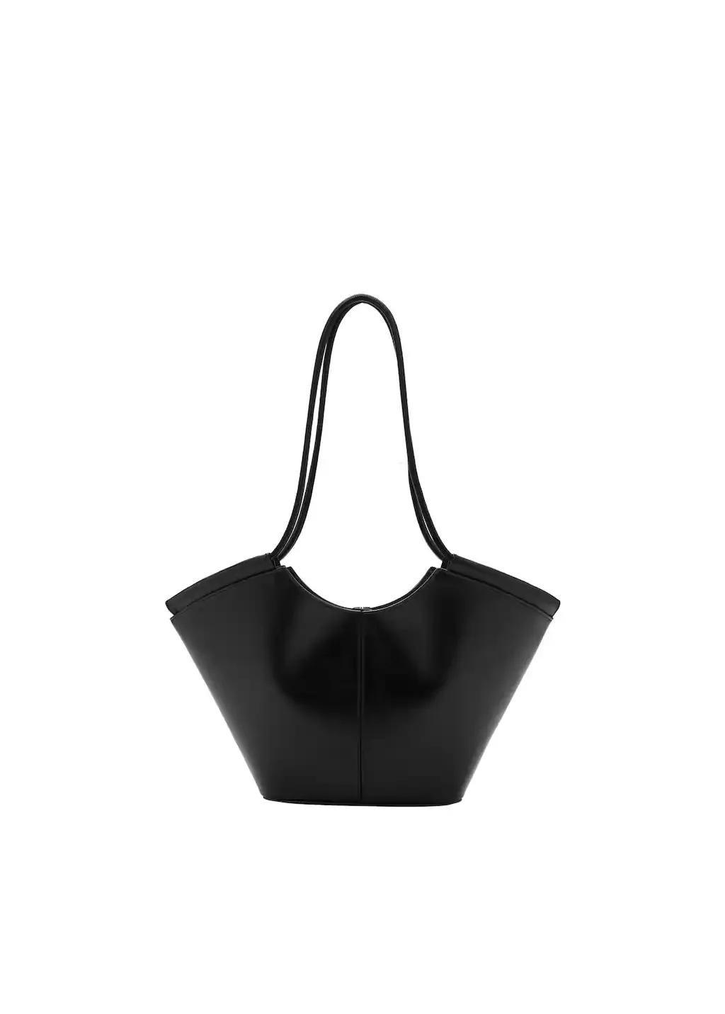 Black Shopper-Style Shoulder Bag, 0201_99, large image number 3