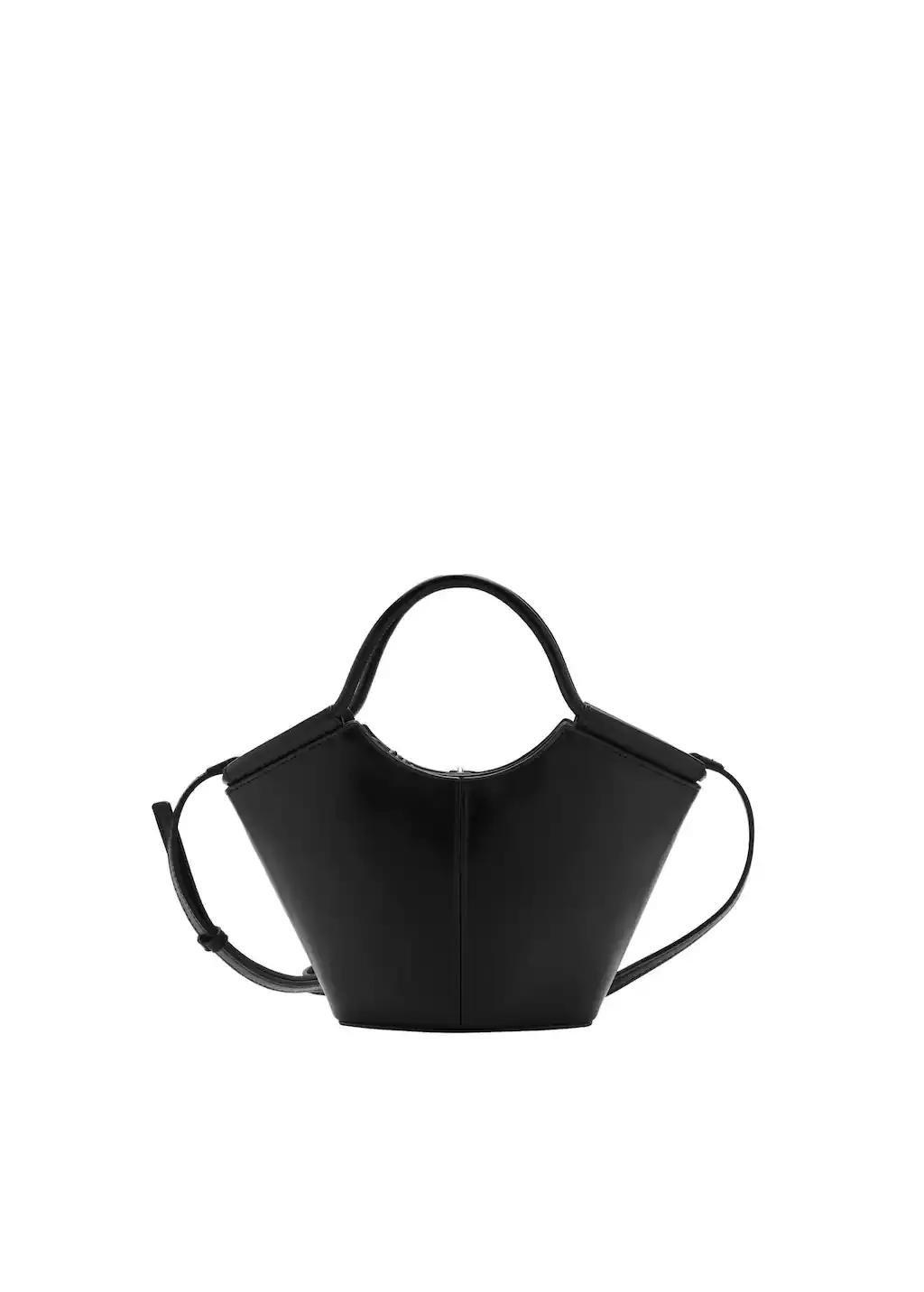 Black Mini Shopper-Style Shoulder Bag, 0201_99, large image number 3