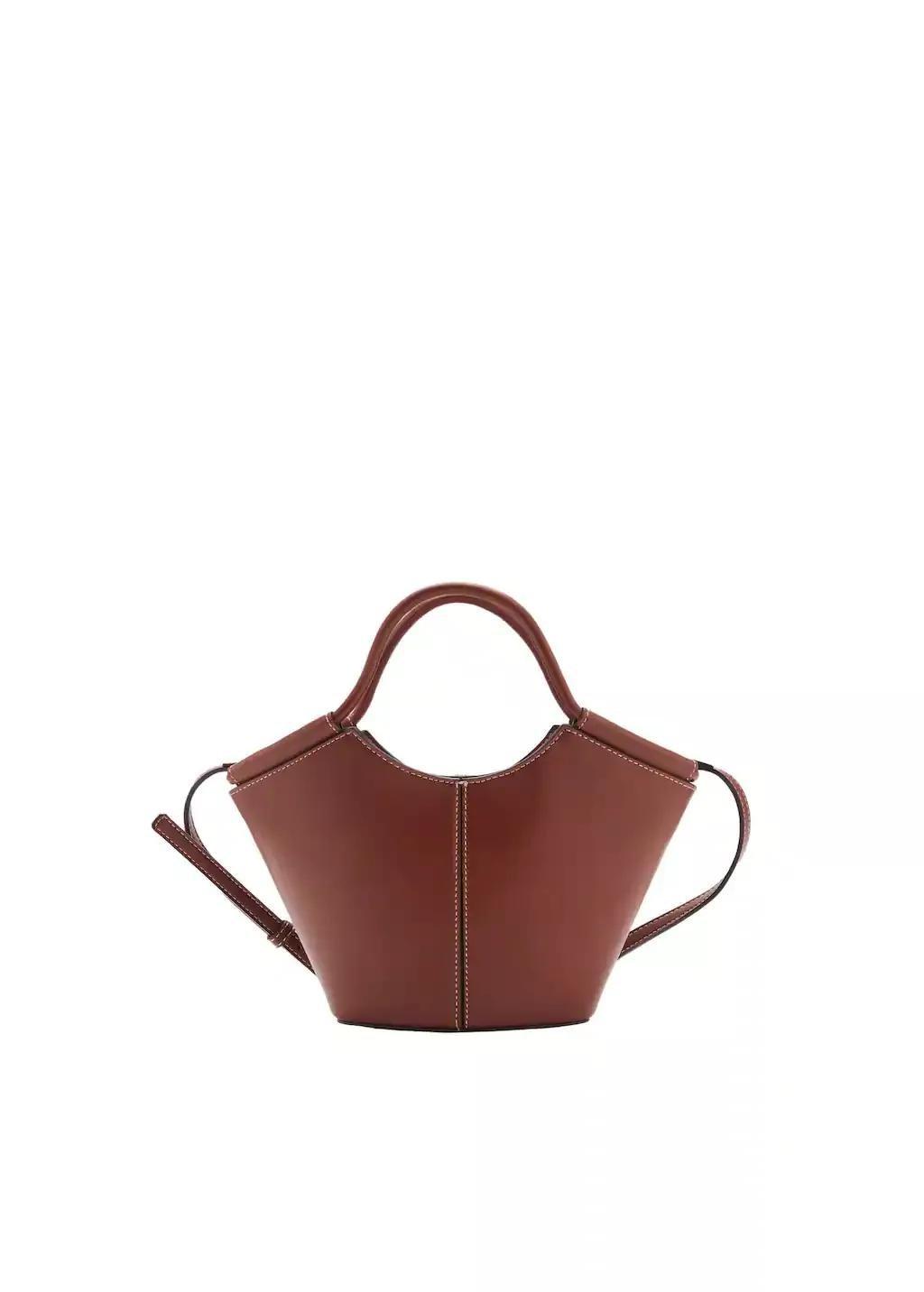 Brown Mini Shopper-Style Shoulder Bag, 0201_CU, large image number 3