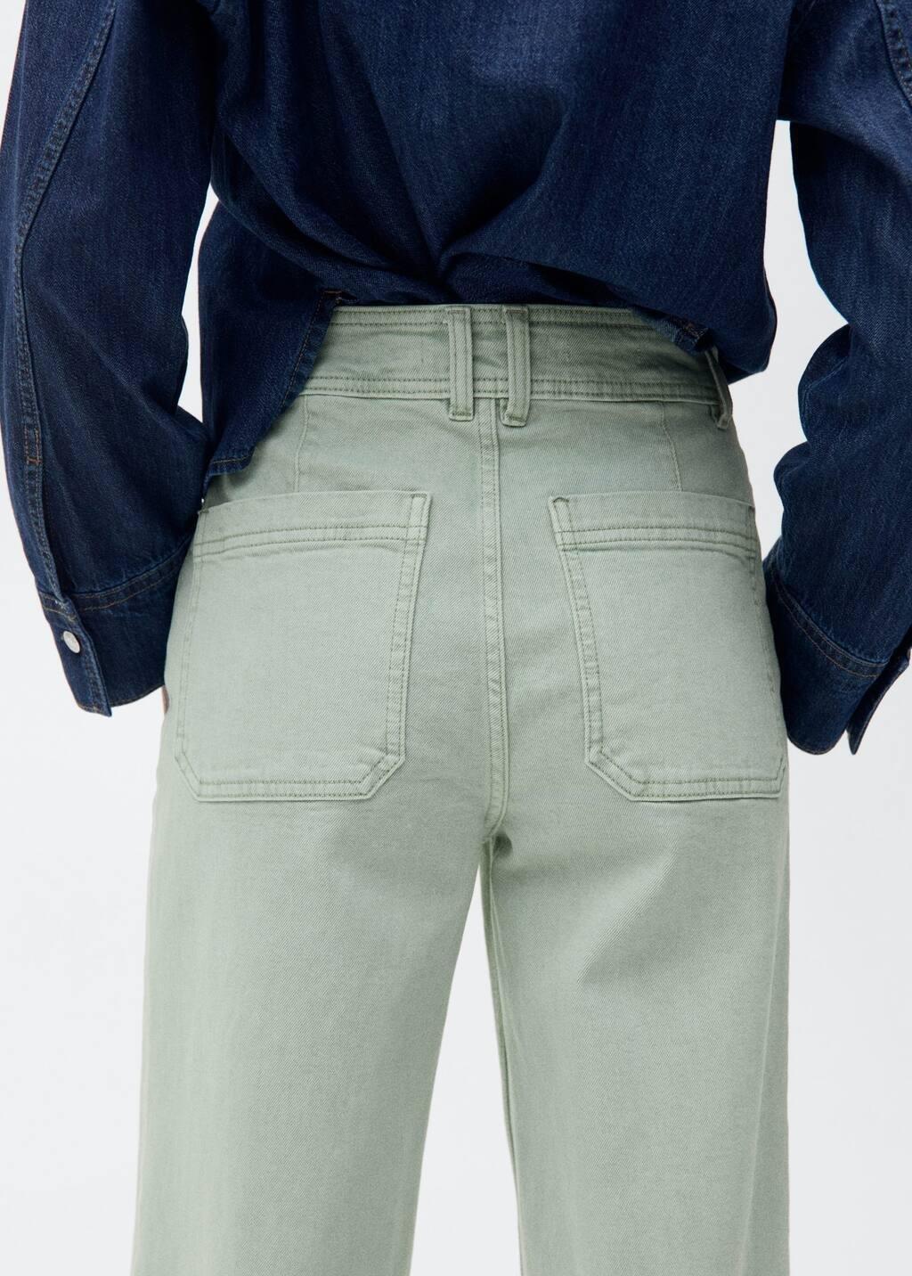 Turquoise Catherin Culotte High-Rise Jeans, , large image number 2